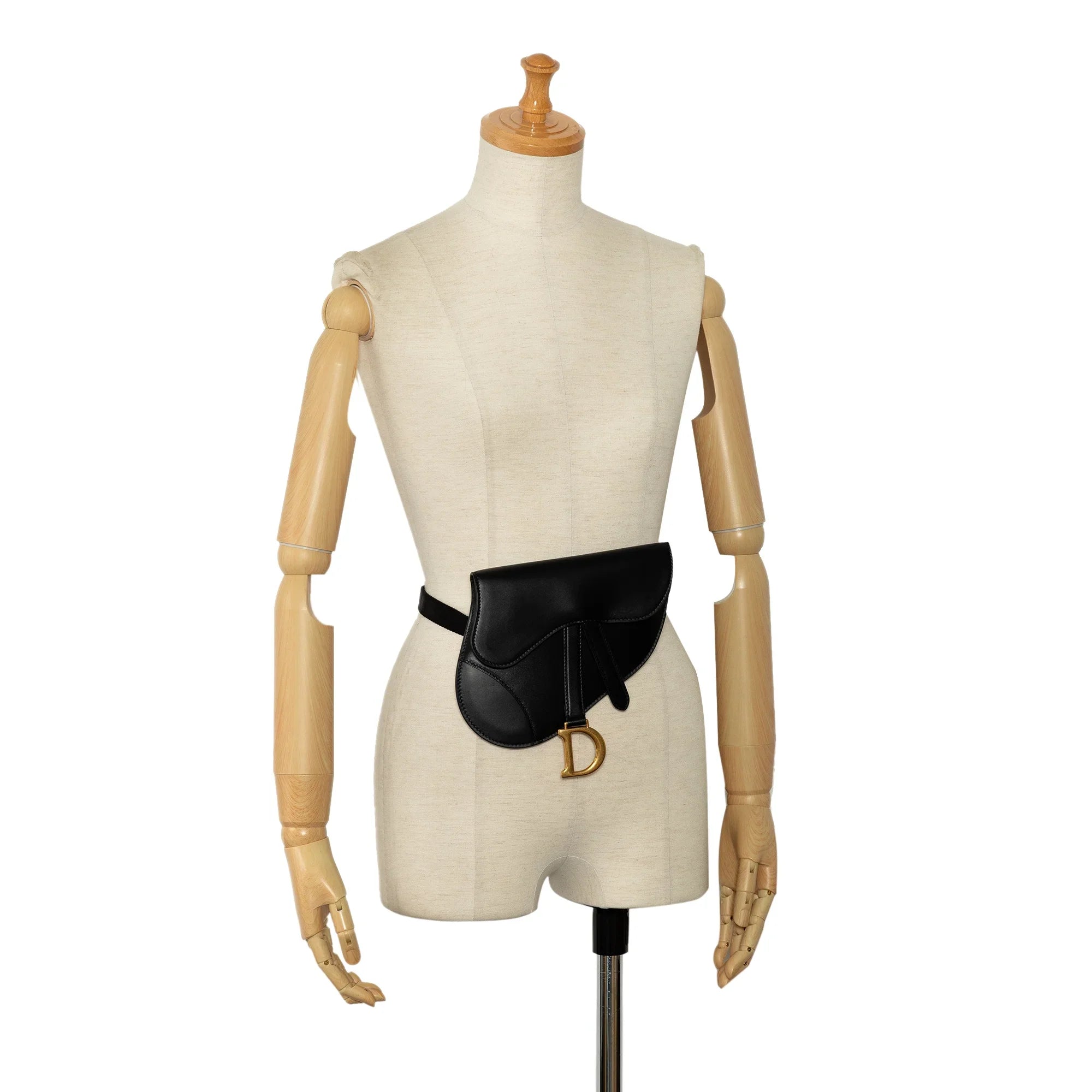 Pre-Owned Bag Unisex Calf Saddle Dior Leather Authenticated Belt Black (Good)