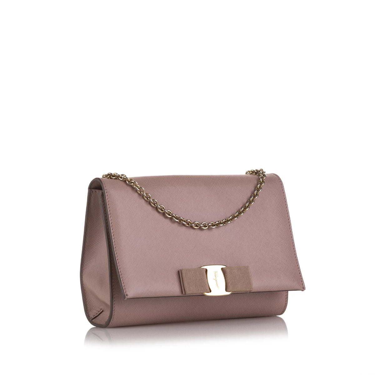 Crossbody Vara Calf Leather Pre-Owned Small Ginny Unisex Pink Authenticated Ferragamo Crossbody (Good) Bag