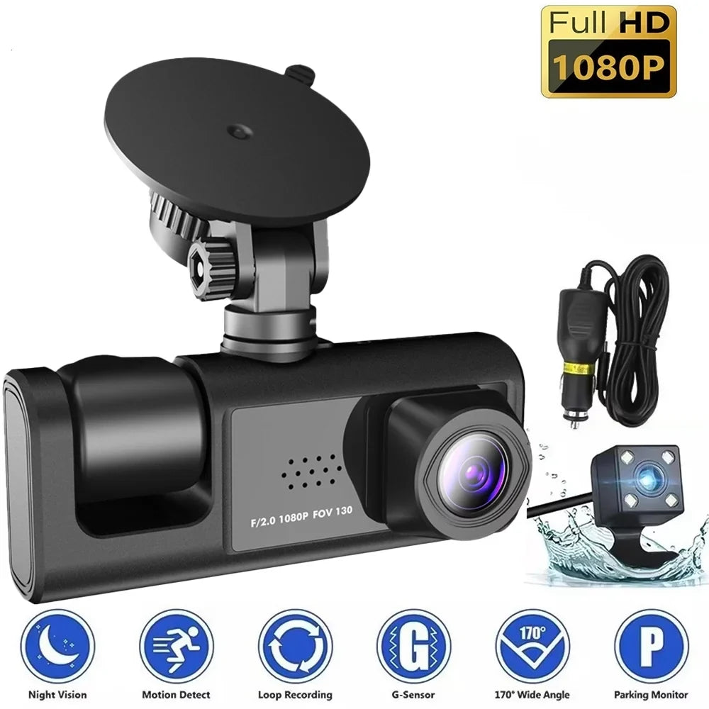 Kepeak Lens Car Video Dash HD Cam Front/Rear/Inside Dual G-Sensor Camera 1080P Recorder