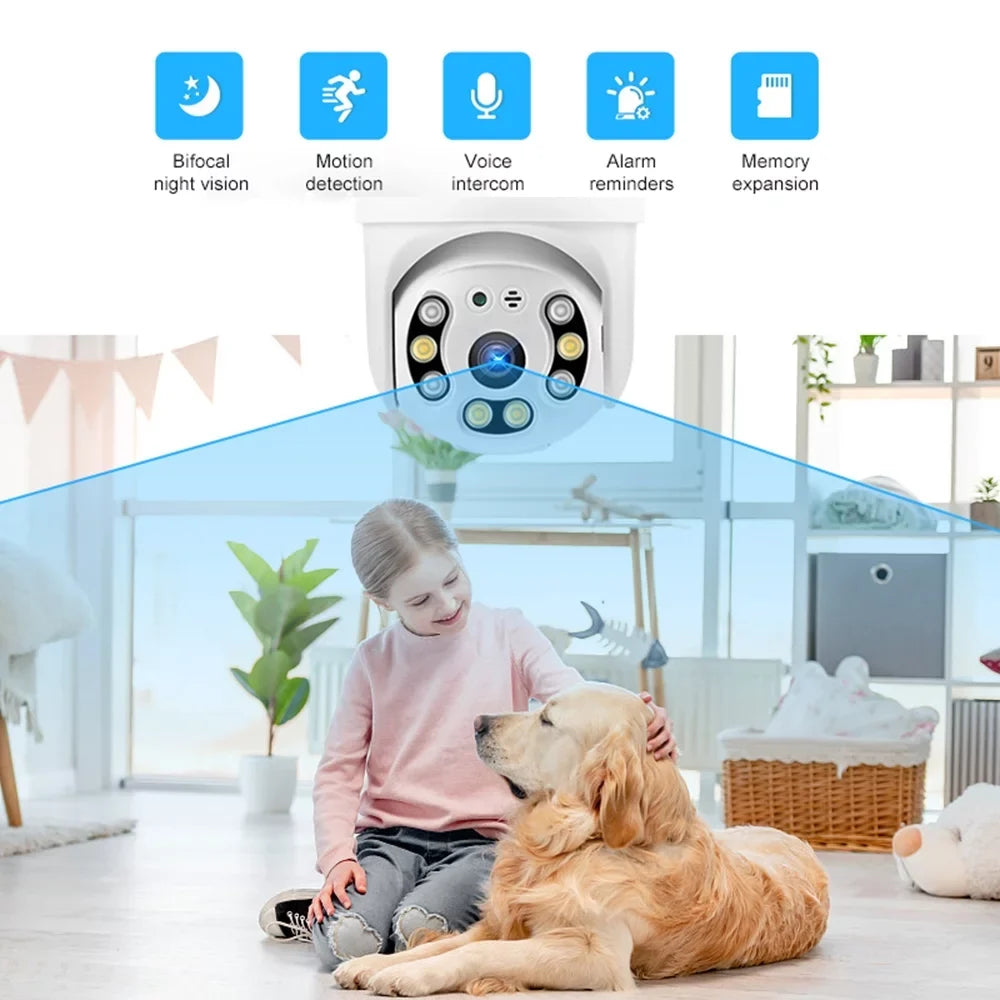Wireless Alarm, Smart System Remote Waterproof Control Camera Communication, Vision, Rotation, 355° - with WiFi Motion Two-Way Light APP Night Detection, & & Sound Office Home for 1080P Security