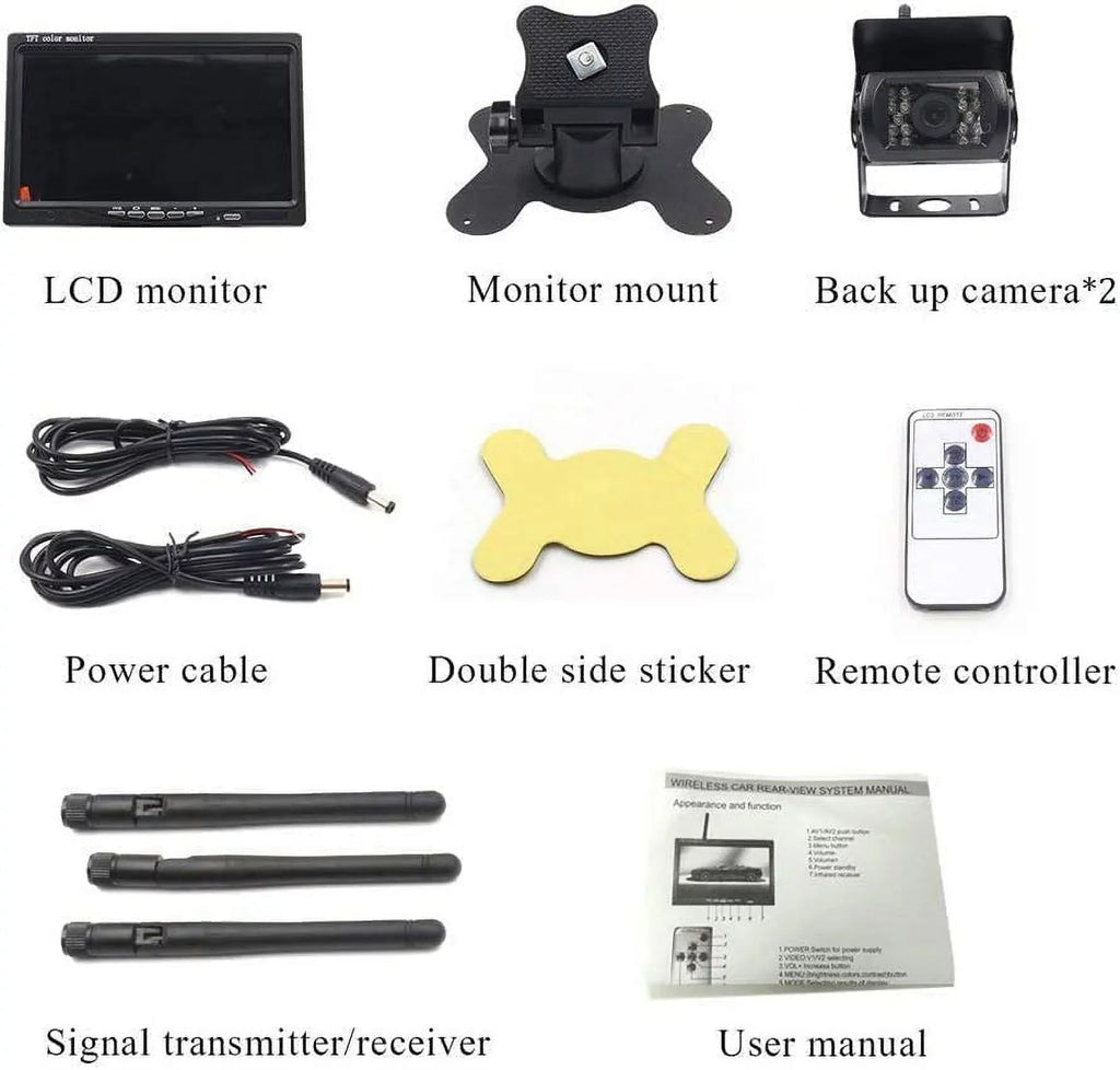 7 IR for and 2 Kit PCS View Backup Rear Camera Bileeko Camera Wireless Night Vision inchMonitor RV RV/SUV/Van/Pickup/Truck/Trailer