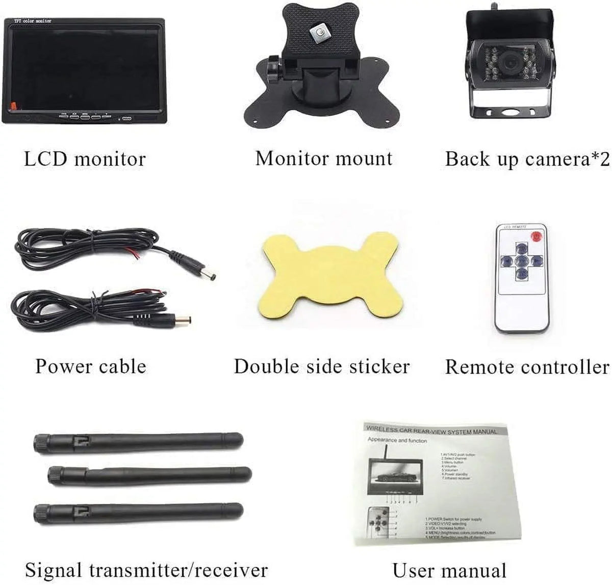 7 IR for and 2 Kit PCS View Backup Rear Camera Bileeko Camera Wireless Night Vision inchMonitor RV RV/SUV/Van/Pickup/Truck/Trailer