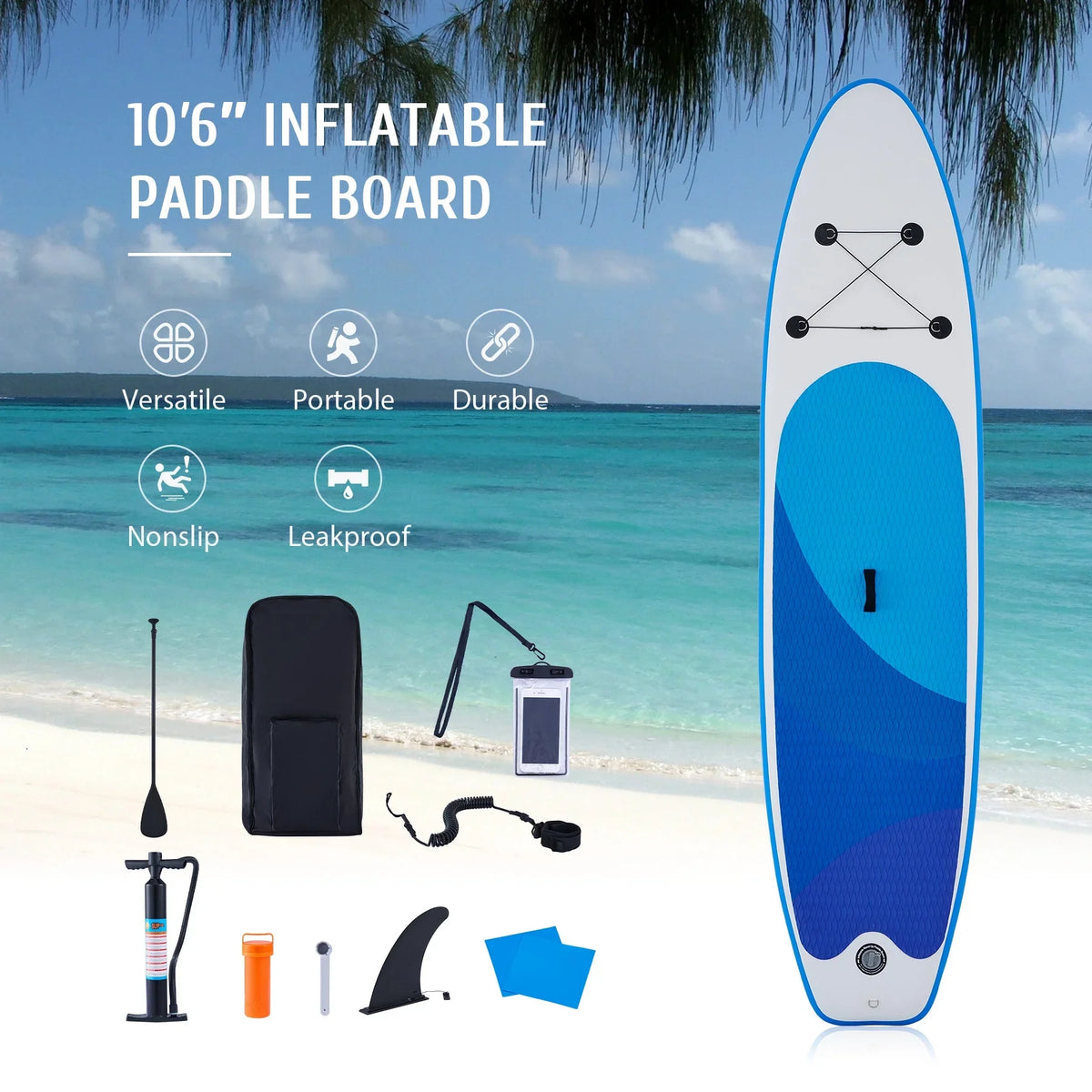 w Set, Paddle Board Board Accessory Inflatable SUP Blue for Hybrid 10'6" Preenex Adults