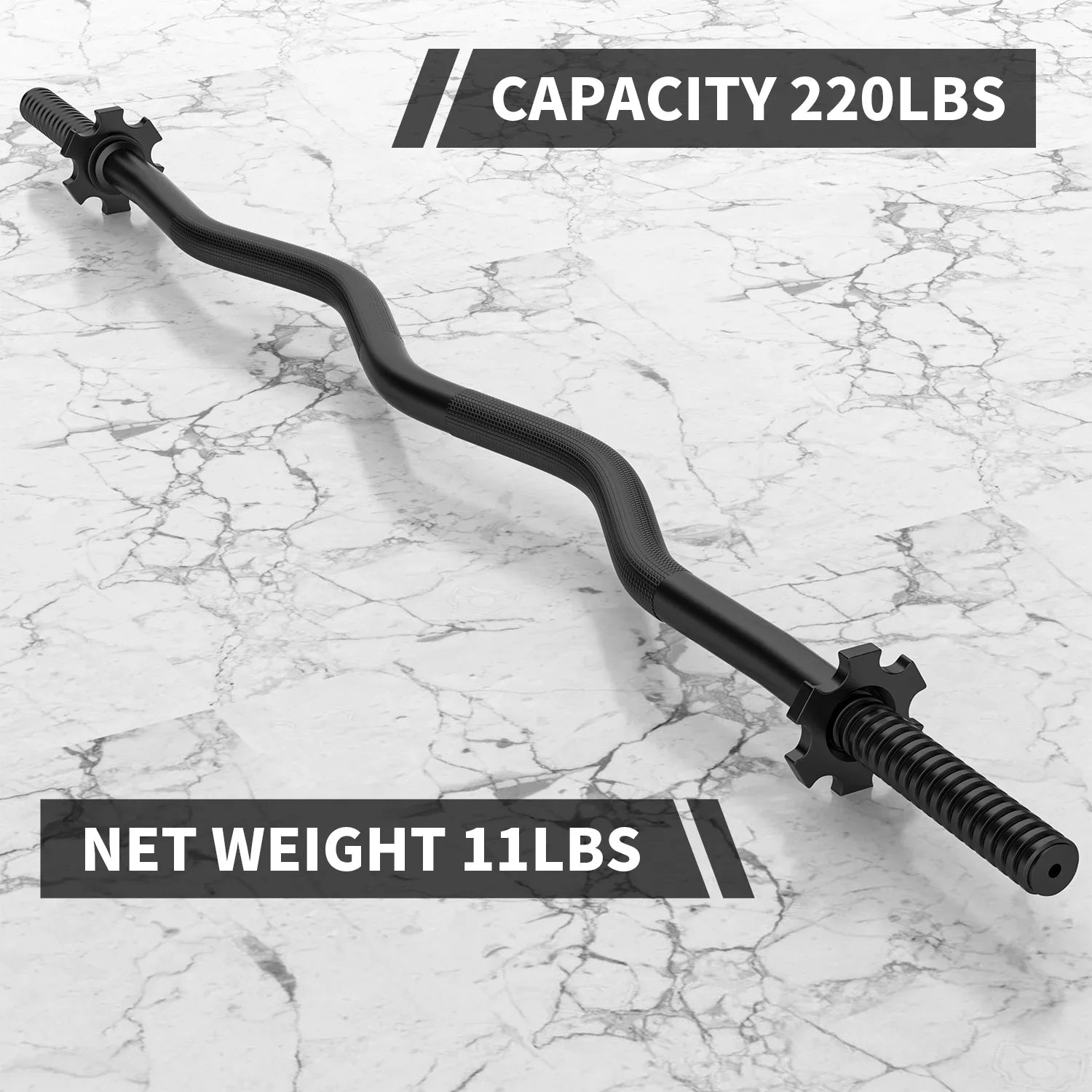 220-Pound Black Bar Plates, Capacity, for FIXTECH Collars with 47'' Olympic All Standard Curl