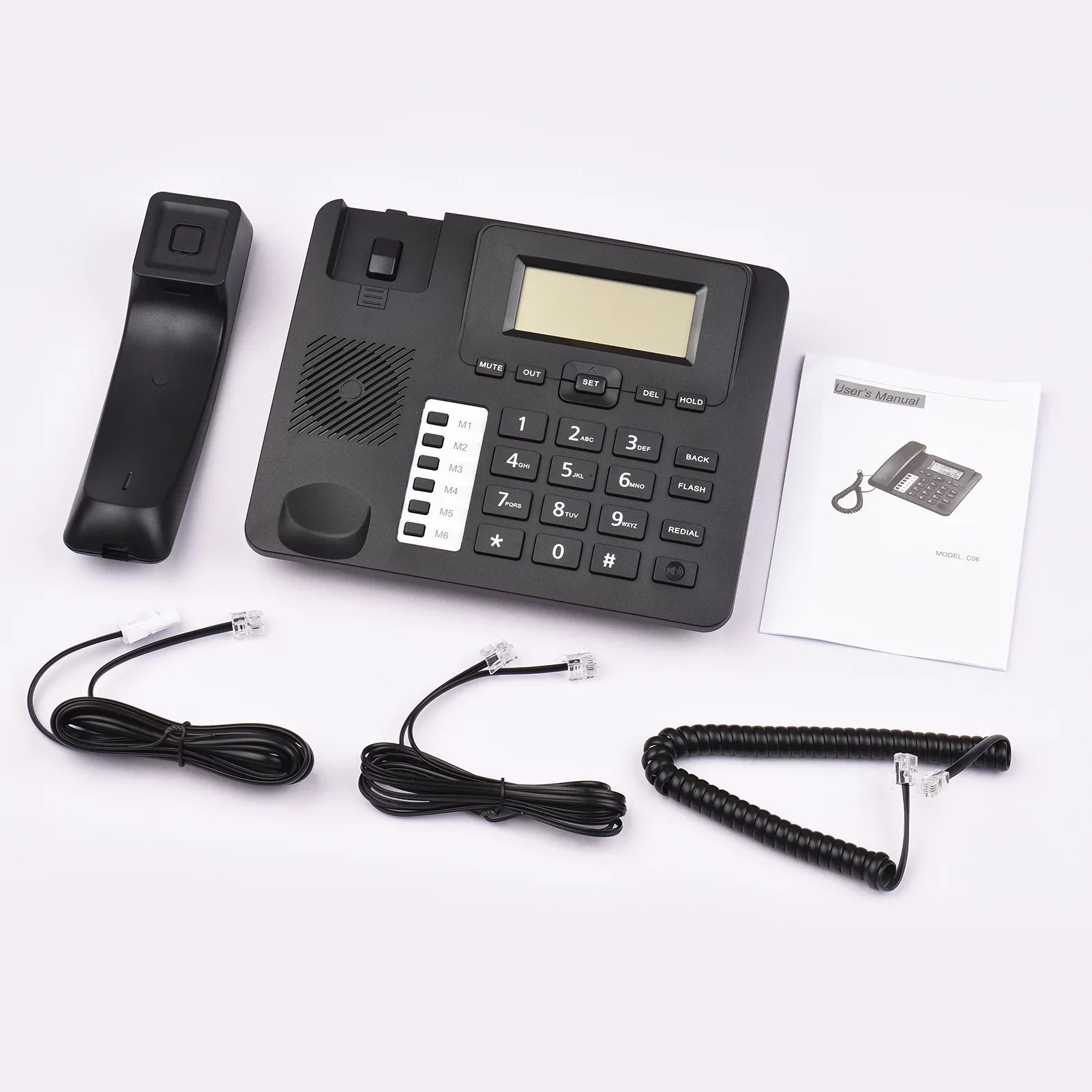 Dual Built-in Sound Chip Hands-Free/Redial/Flash/Speed Corded Date IC Control Support Elderly System Phone Phone Home Real-time Landline Black Dial/Ring DTMF/FSK for Desk Seniors Telephone