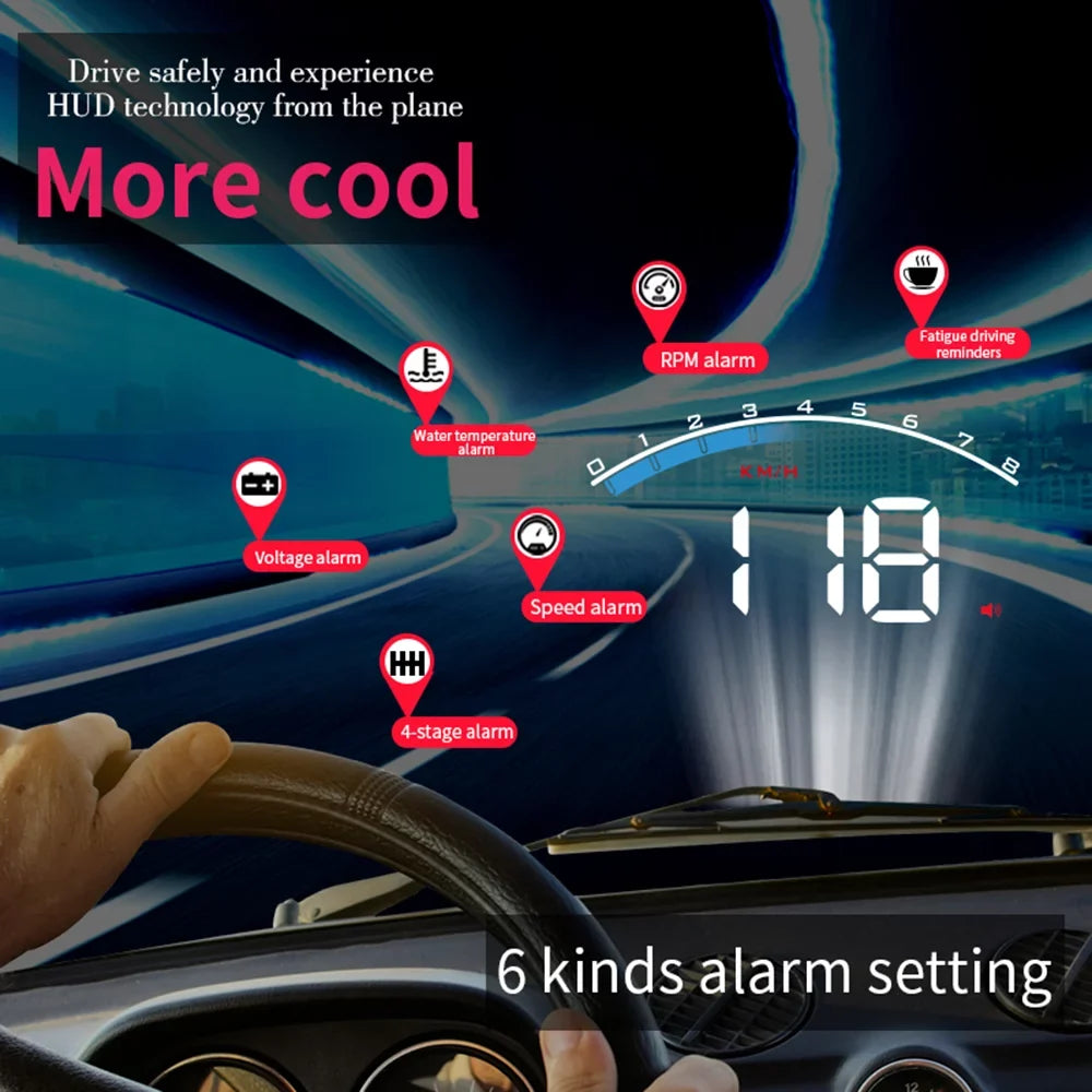 Tachometer RV Speed/liquid Head Display LED Car Up Temperature/Voltage SUV Speedometer Auto M6S Universal Projector II ODB Truck 3.5" Display Carevas HUD