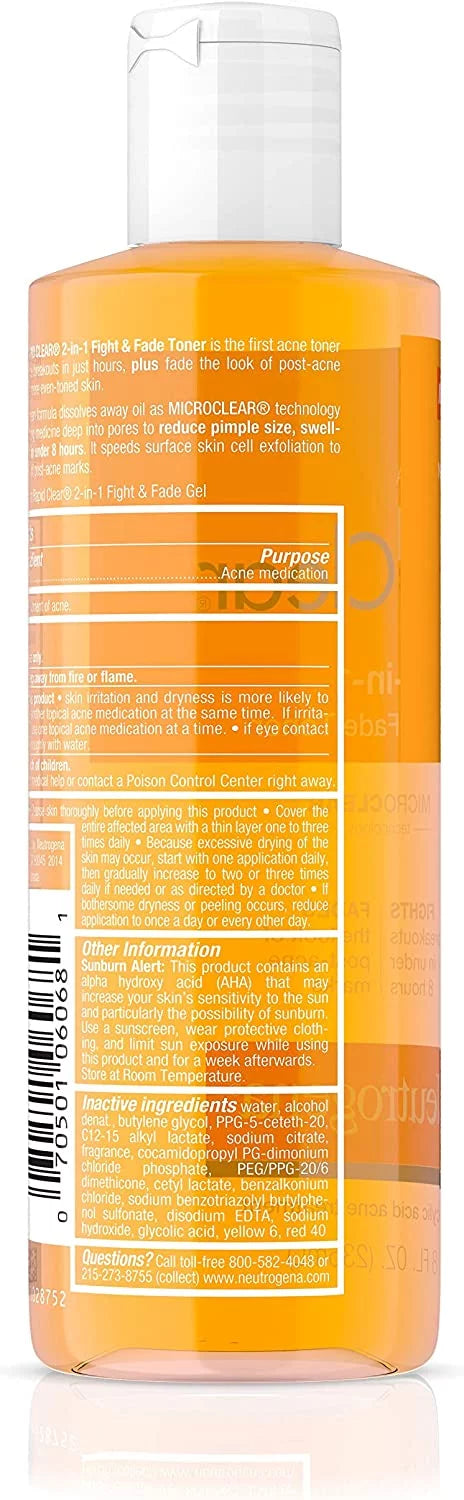 (Pack Clear Neutrogena Fight & 2-in-1 8 Fade Toner of Rapid 2) oz
