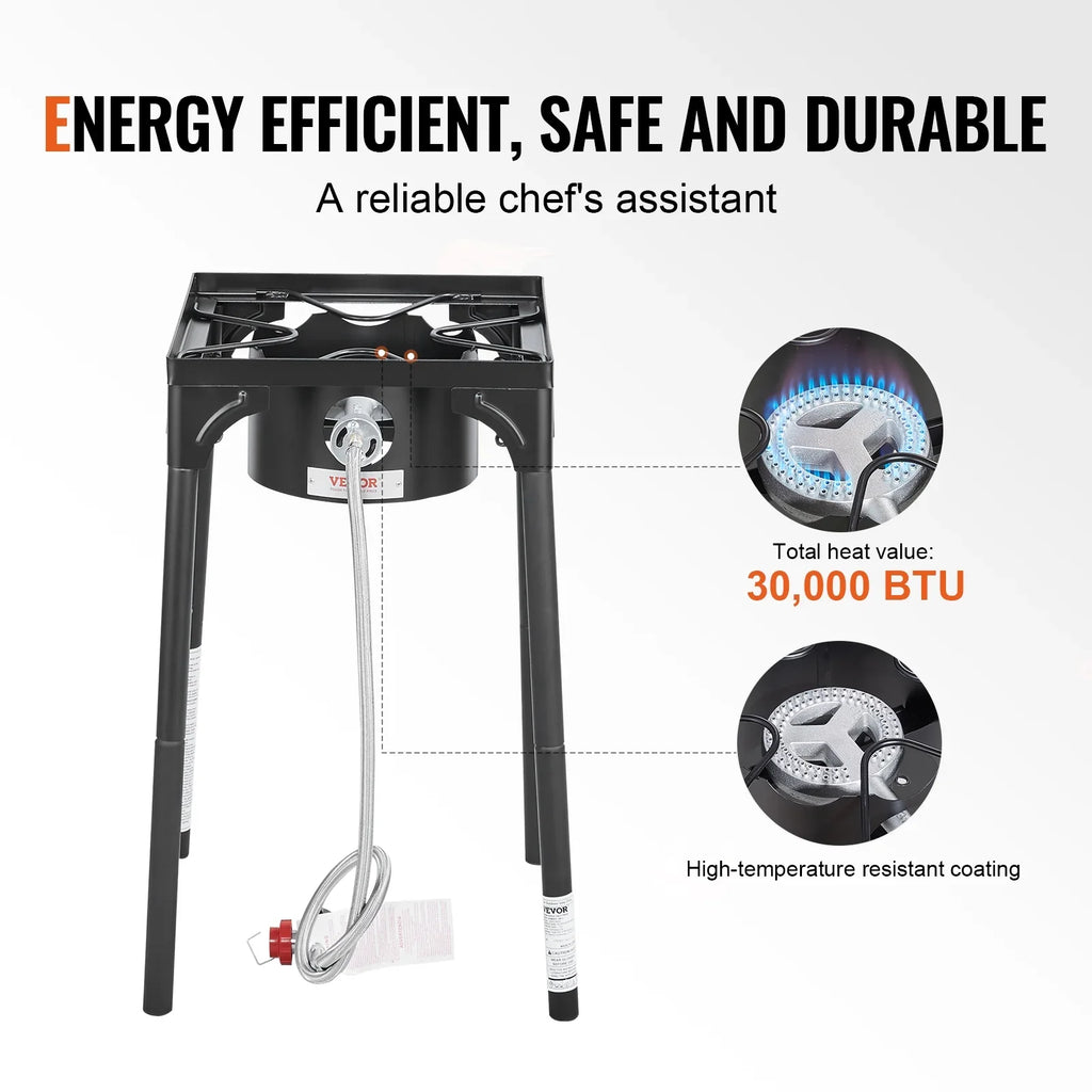 Burner Duty Camping Stand 30000BTU Legs Adjustable Gas Portable Gas Regulator, BBQ & w/Detachable Cooker Stove Heavy SKYSHALO Single Cooking PSI exterior Propane Burners Stove Cooker