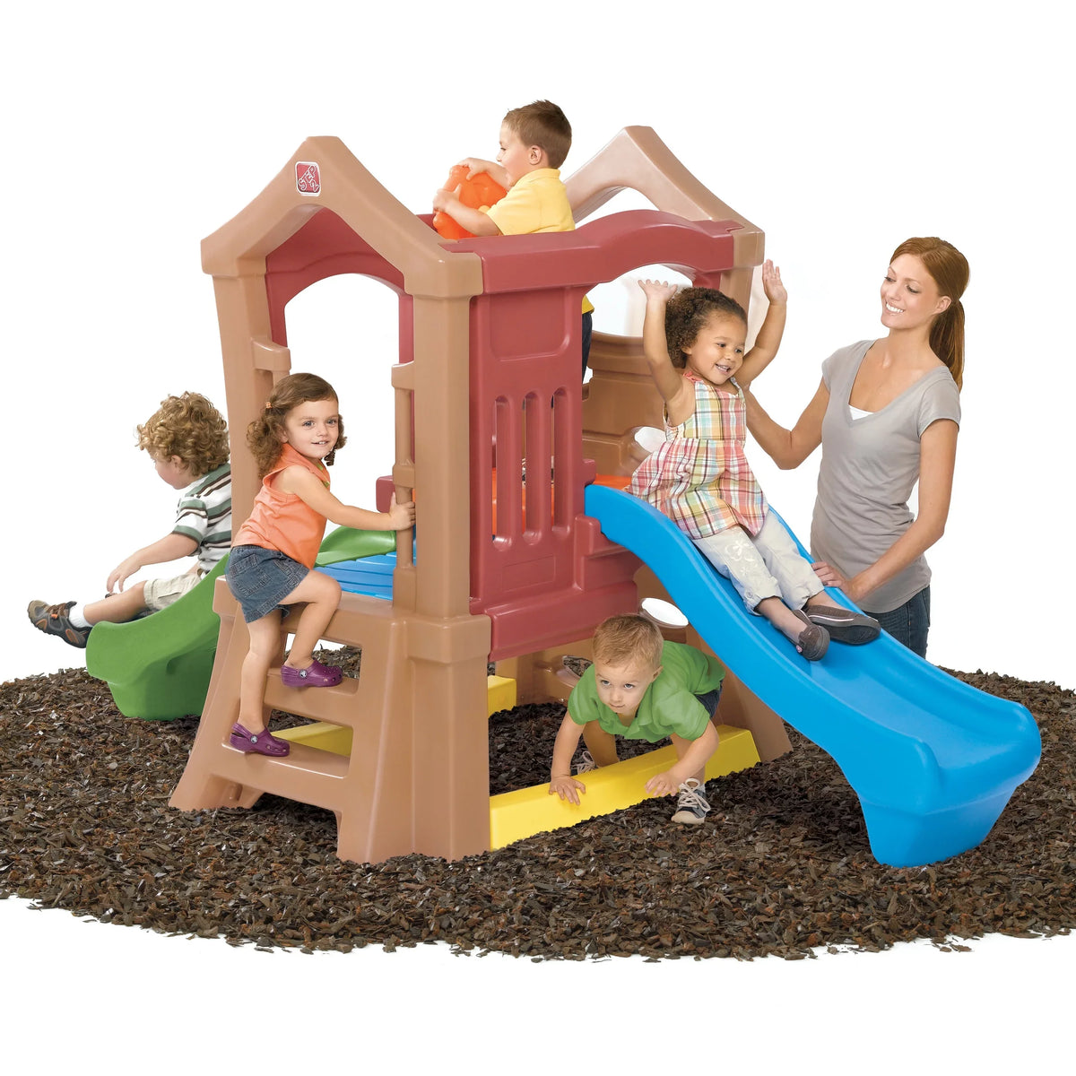 Toddlers Play Double Slide Climber, Up Step2