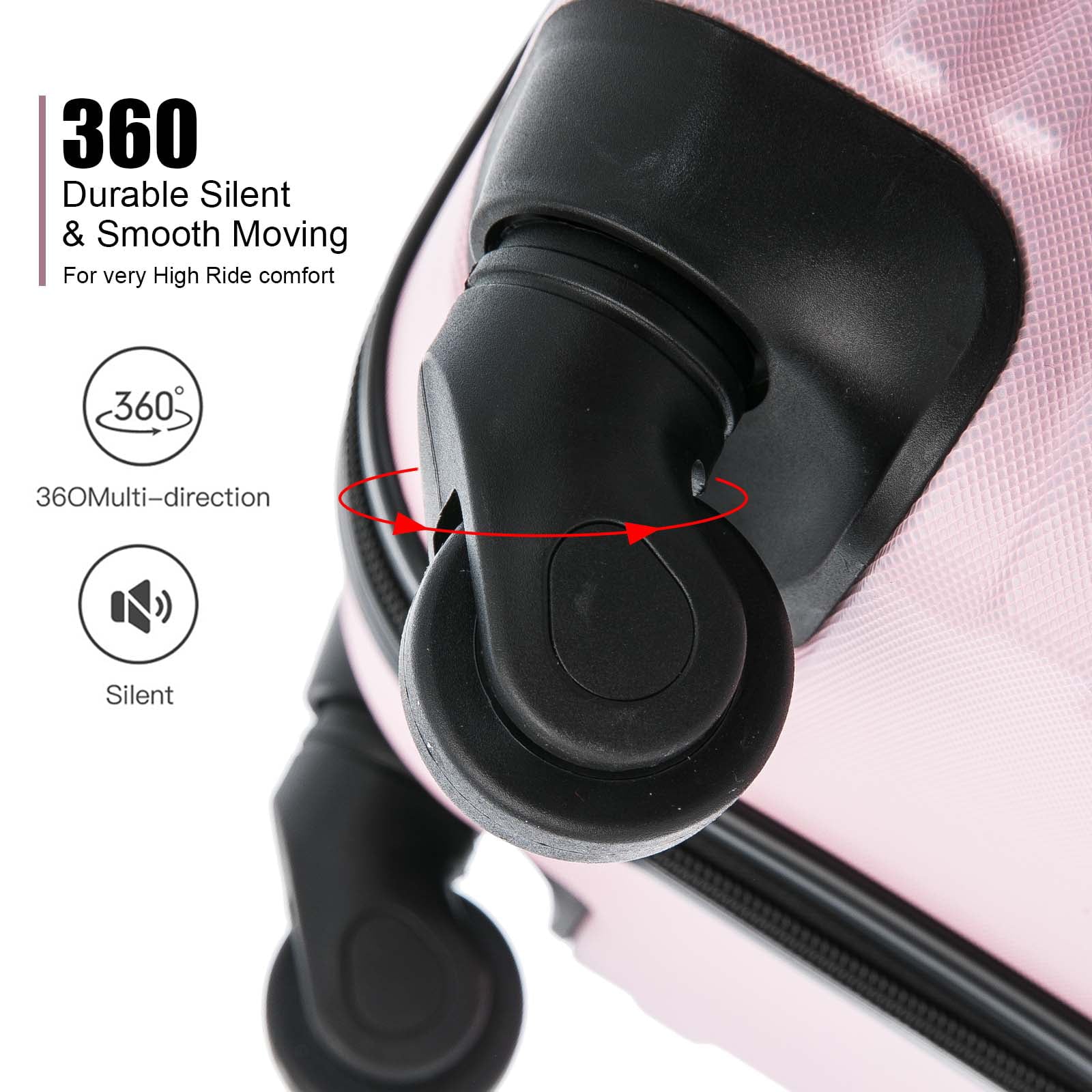 inch) Lightweight Wheels Luggage Spinner Piece Pink Suitcase (16/20/24/28 5 Hardshell Set Sets ABS