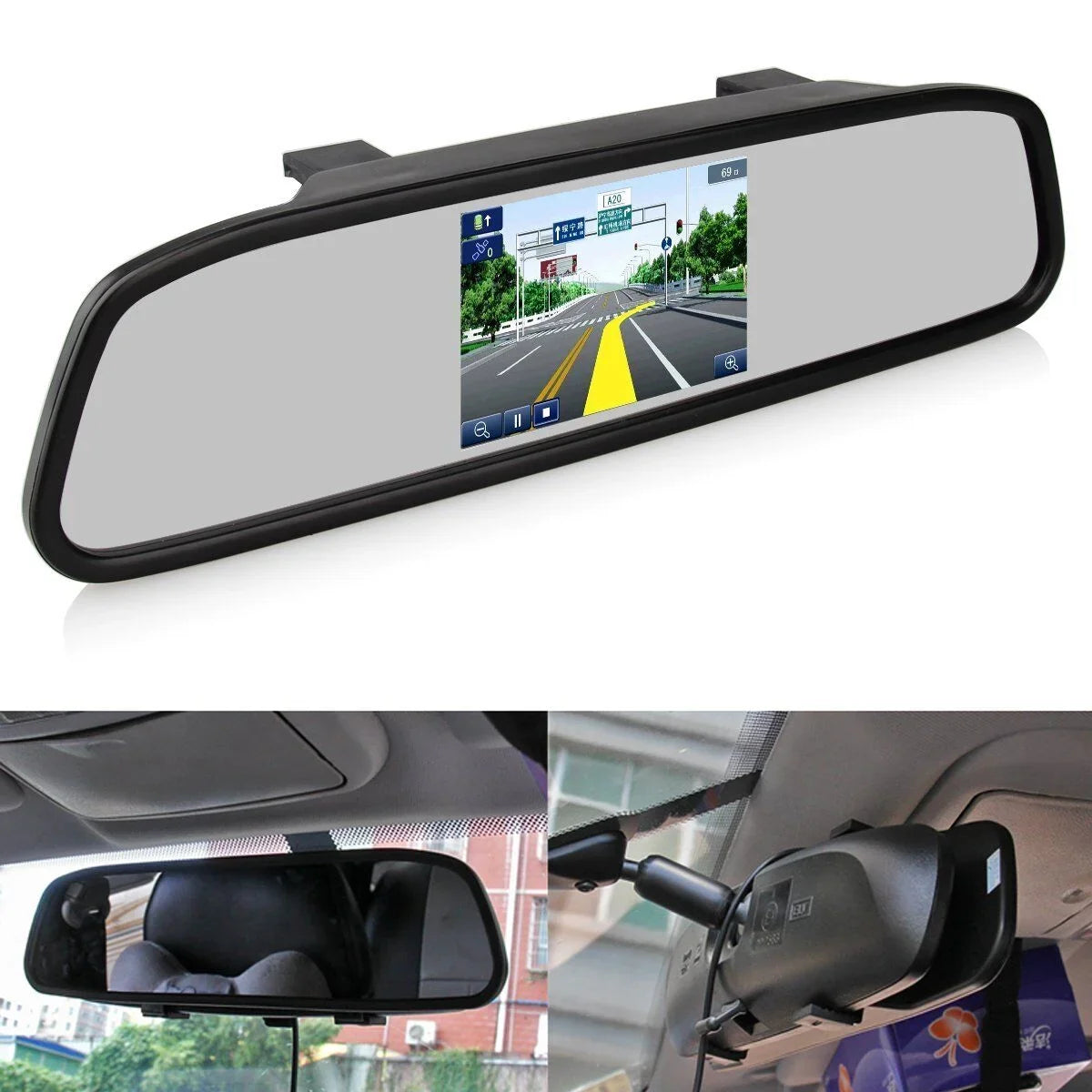 Rear Camera HD Backup Plate System Monitor Parking View 4.3inch License Car Reverse