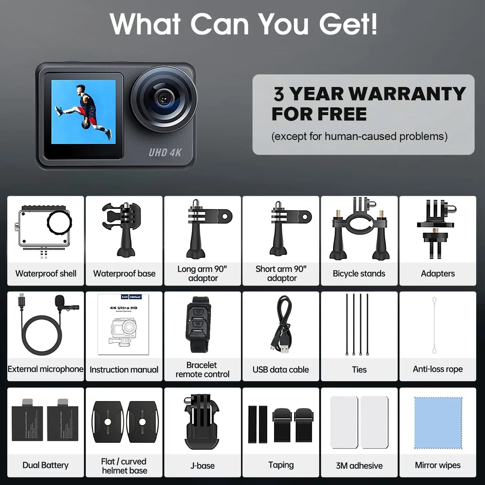 Camera Sports Underwater 20MP Camera Waterproof WiFi Accessories Campark Screen Camera 4K Touch Action Vlog GoPro Kits Camera 30FPS Compatible