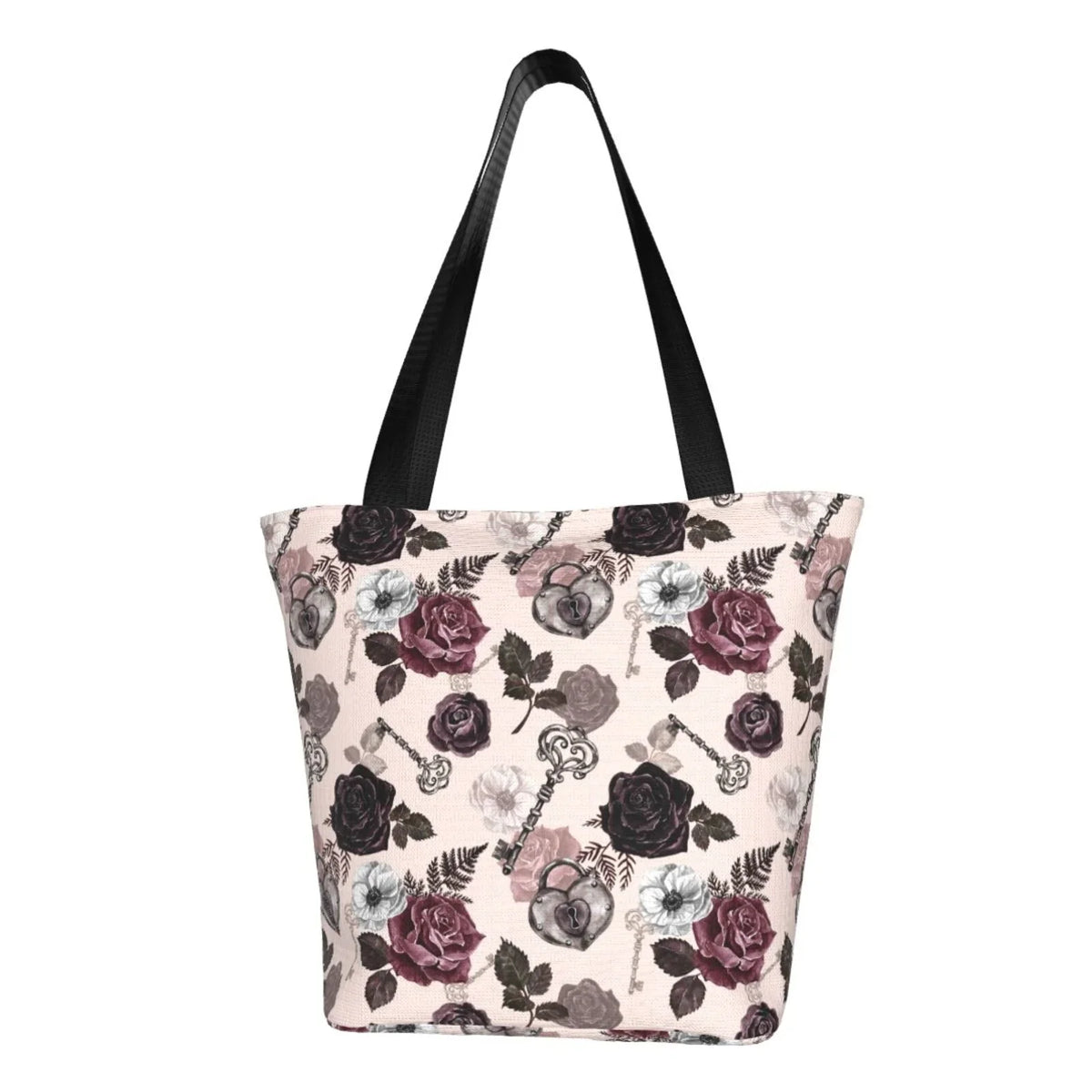 Red Capacity Handbags Tote Bag Bag Lukts Roses Retro Women'S Shopping Black Bag,Shoulder Large Hobos