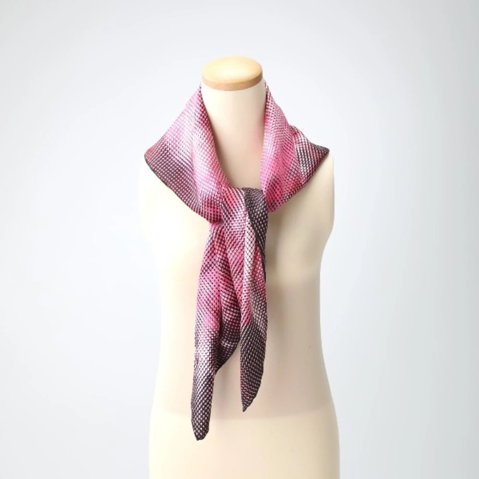 100% x Pre-Owned Scarf Dot Silk Pink Black (Good)