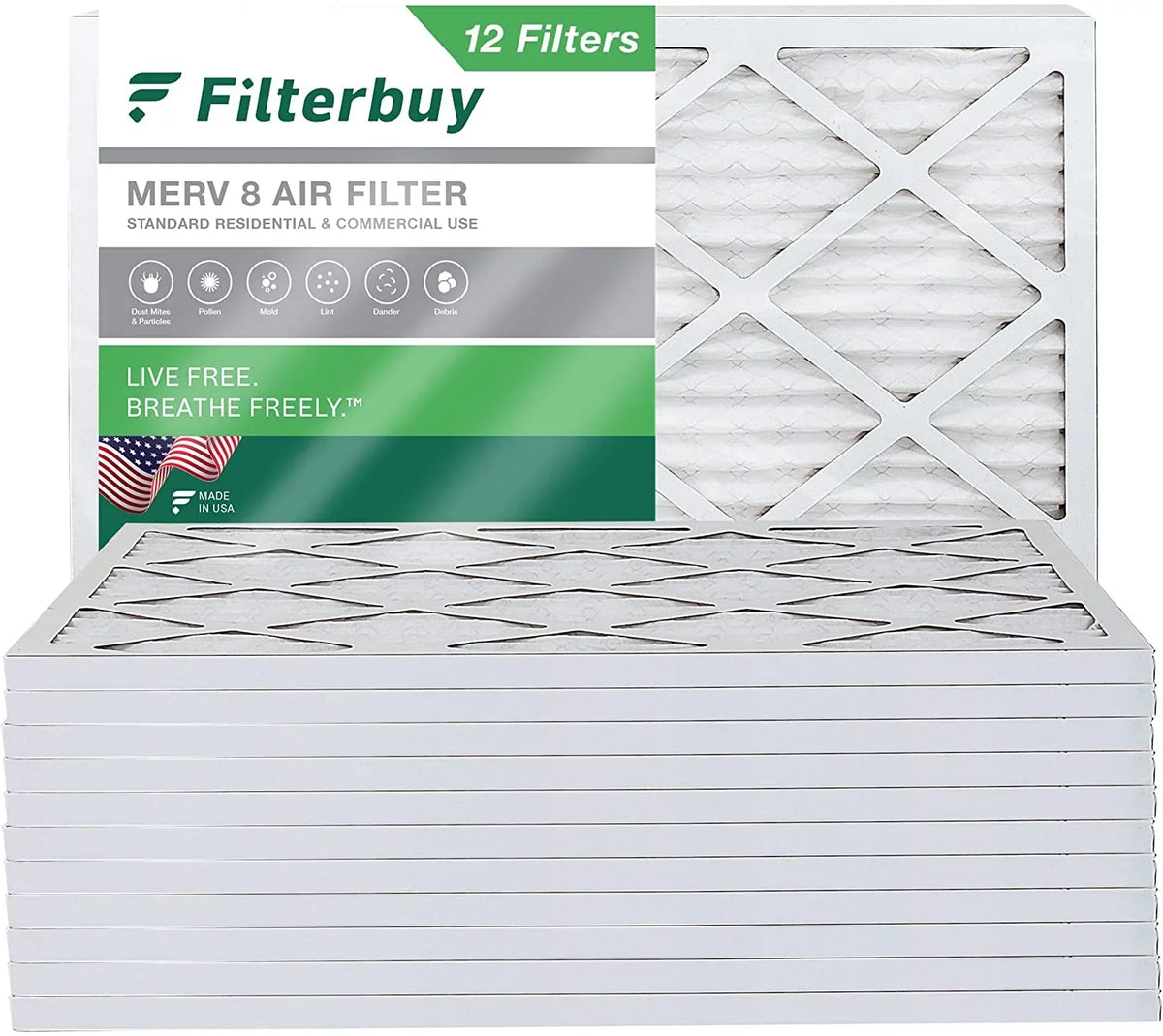 HVAC 14x18x1 Pleated Air (12-Pack) Filters 8 AC MERV Filterbuy Furnace