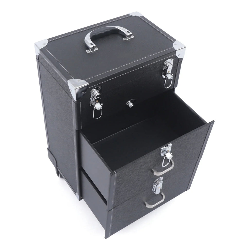 Rolling Cosmetics Box Box Train Cosmetic Bag Case Cases Rolling Rolling Wheels Trolley Lock Women's Black Storage Train Case Black Organizer Makeup Organizer Makeup PU Cosmetics Trolley Black Trolley