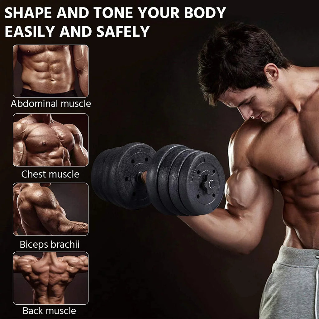 Gym/home for Adjustable 66LB Strength Plates Training Set, Fitness Men Body Cap and Women Weight Dumbbell Barbell Workout