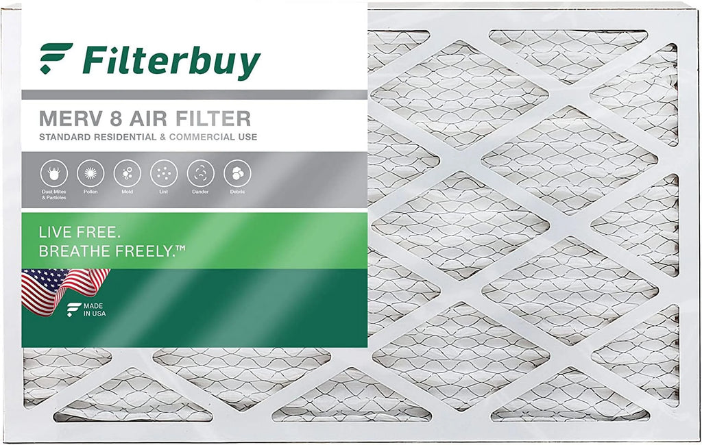 Filterbuy AC Filters Pleated Furnace 8 Air MERV (1-Pack) 16x24x4 HVAC
