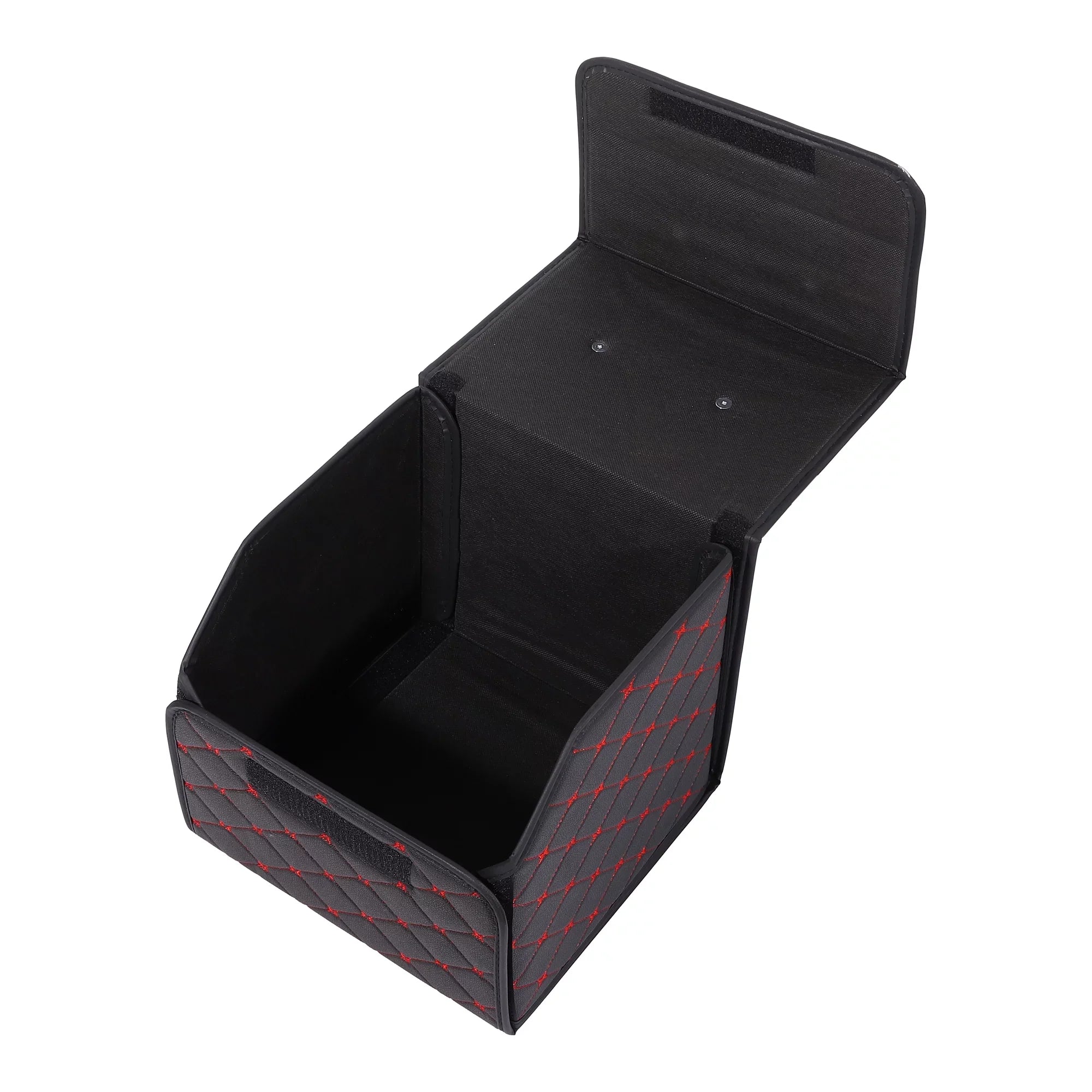 Bag Foldable Red PU Car Truck 33x31x29cm Boot SUV Trunk Black for Stitches Handle Organiser Leather Bag Storage with