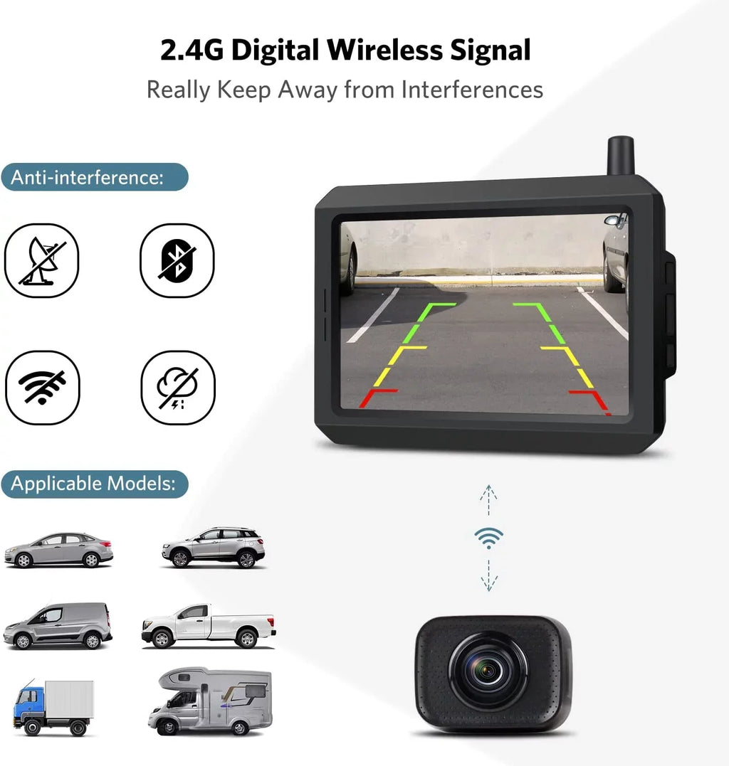 Cameras, HD View 2 TFT-LCD Car/SUV/Van/Mini K7Pro HD RV/Pickup Monitor Wireless Trucks, and for Backup Rear for Camera Waterproof 5″ Support Camera