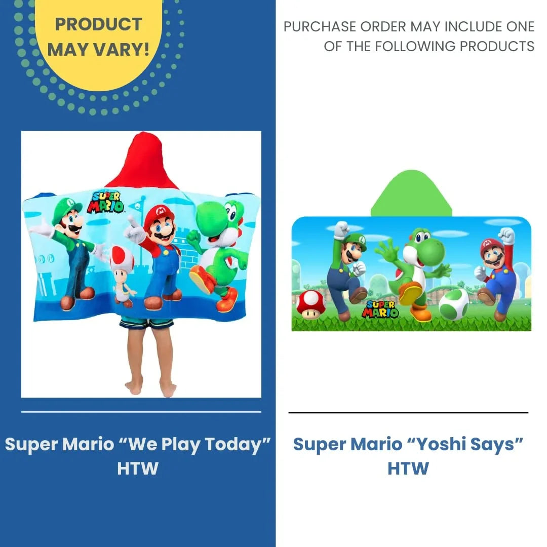Kids x Mario Super Franco Towel Wrap, By Cotton 24 Soft in, Bath/Pool/Beach Hooded in Terry 50