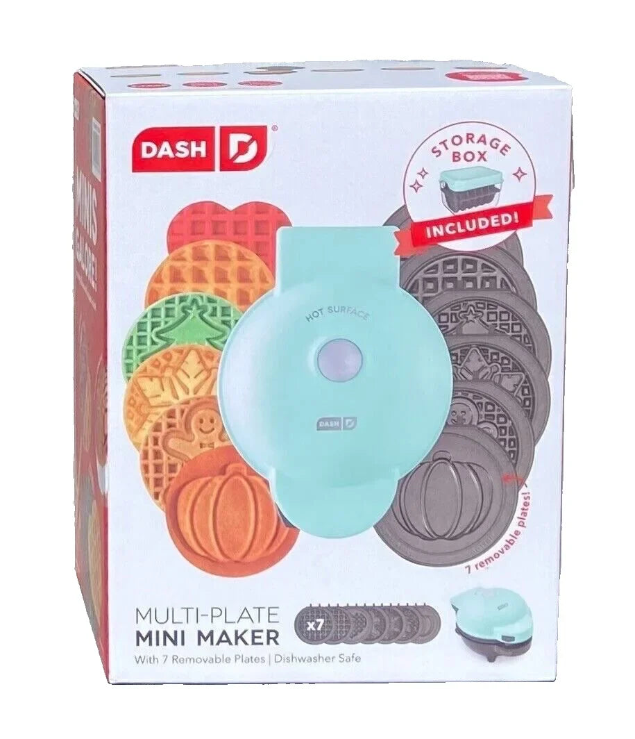7 Dash Maker Storage Waffle with a and Mini Plates Waffle Iron Removable