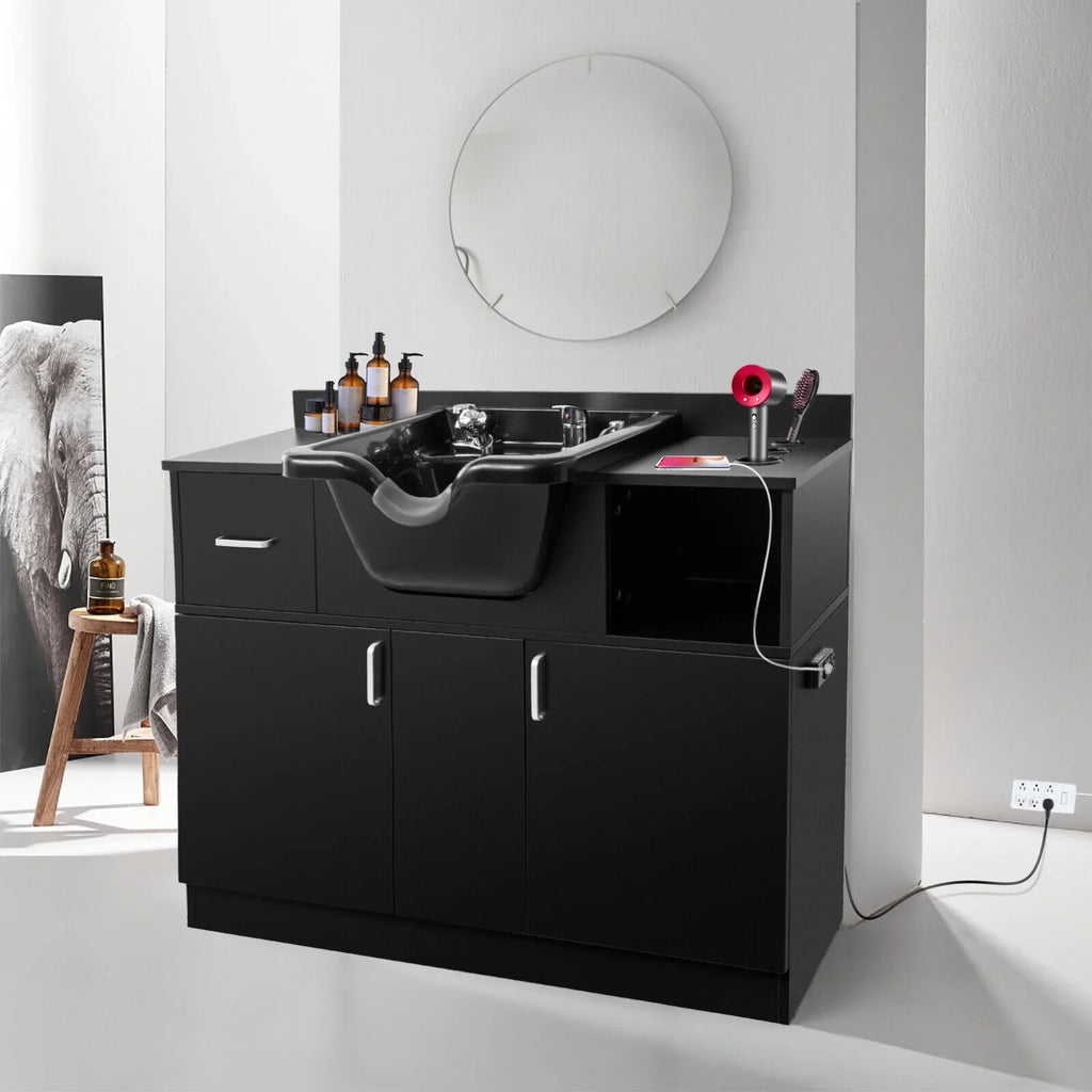 Beauty Backwash hand Hair Trap,Drawer(Black) USB,Hair with Salon Artist Station Sink Holes,P Shampoo Dryer