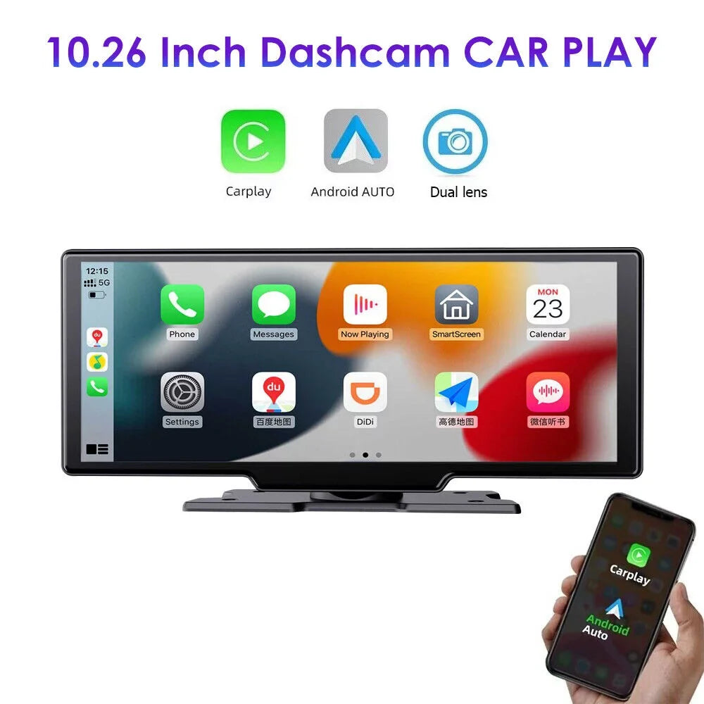 Lens Recording, KingFurt with Touch Dash Dual Camera Connectivity, 1080P Android Screen, T91 - 2K Enhanced WiFi Wireless Auto,