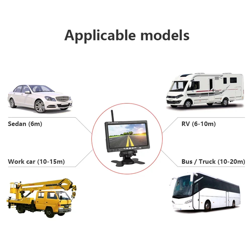 Assist Camera Car Lcd Car Display Rear Willstar Monitor Function Truck Wireless Monitor Rear Engineering Navigation Night Vehicle 7 Front Truck Vision Monitor Visualizer Parking Inch Car