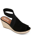 REACTION 1/2" Wedge M Stretch Womens Ankle On Flex 8.5 KENNETH Toe Strap Carrie Round Espadrille Comfort Shoes Padded Slip Gore COLE Black Platform