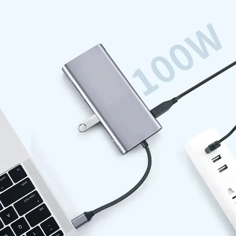 with Docking HDMI, with LAN,SD,MicroSD,Compatible A*4, VGA,Type-C Power,USB PD100W HP USB Station Laptop Pro,Air Ports Gigabit Multi-Port 11-in-1 MacBook C 3.5mm Kidsol 4K