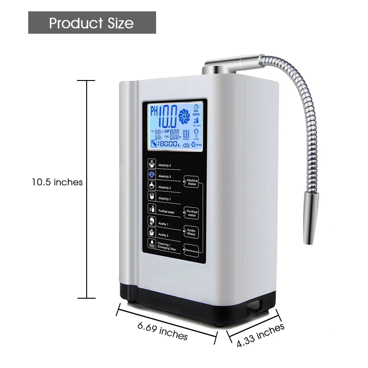 Auto-cleaning,Intelligent liquid PH White) up Voice liquid Settings, Machine per to Purifier ORP, Liters -500mV Alkaline filter,7 8000 liquid Ionizer, Machine, Alka Acid liquid 3.5-10.5
