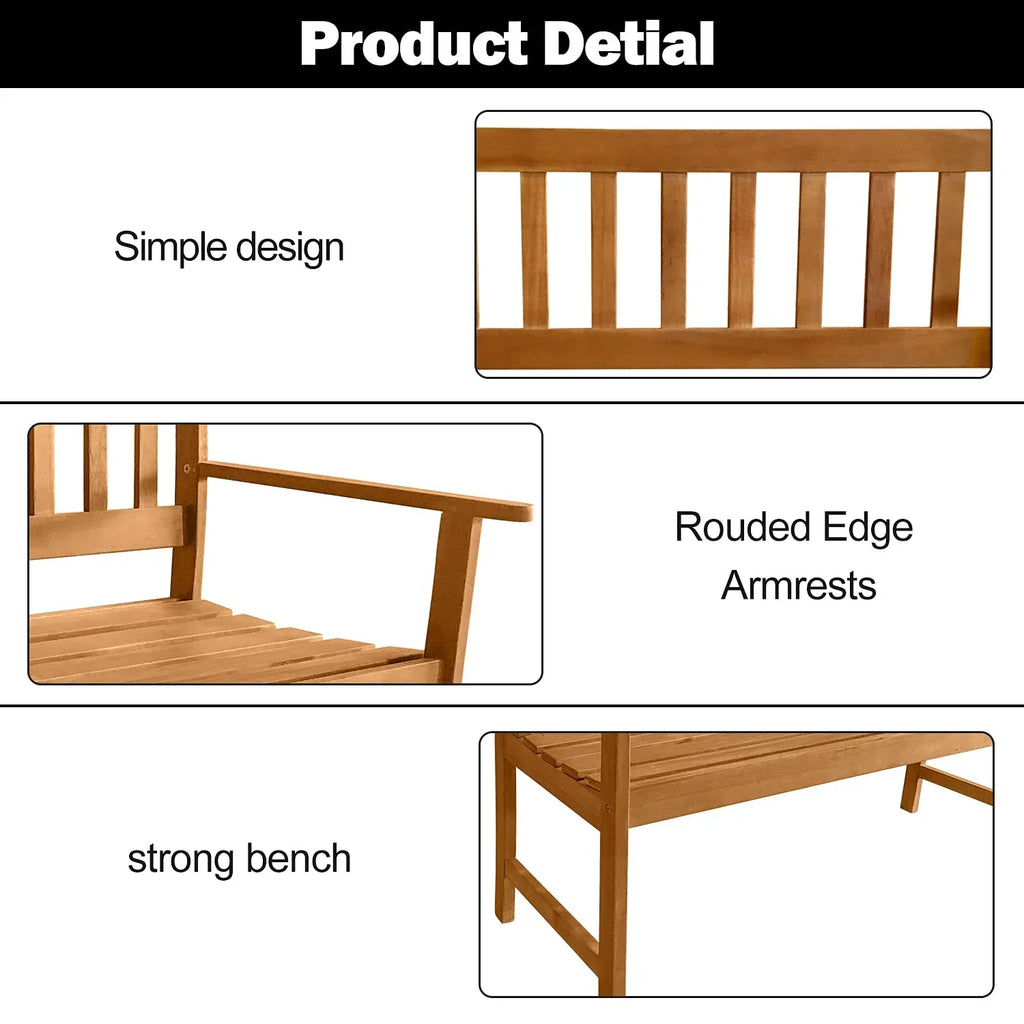Pool Patio Wood (Natural) Balcony Bench Beach Wooden Park Garden Garden Deck Porch Wood exterior Bench Bench Acacia Furniture Wood Bench for exterior Backyard