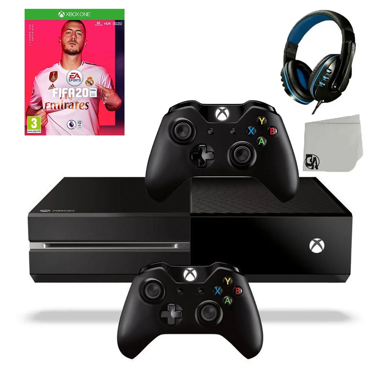 Included Black With Bundle One 500GB Headset Game Gaming Used Microsoft FIFA-20 AXTION Xbox 2 Controller Console Original BOLT