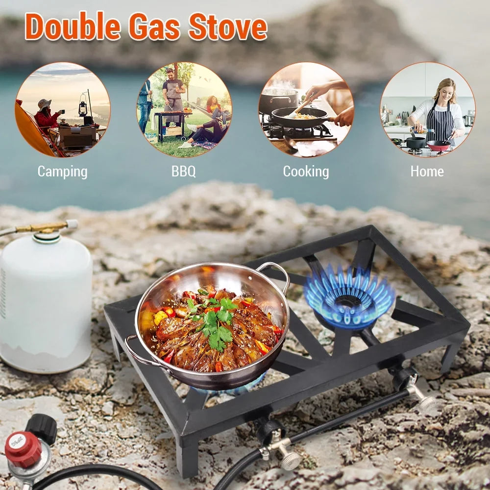 for Double Gas walmeck Standard) Cast Iron Cooking Propane ( Camping Stove BBQ Patio