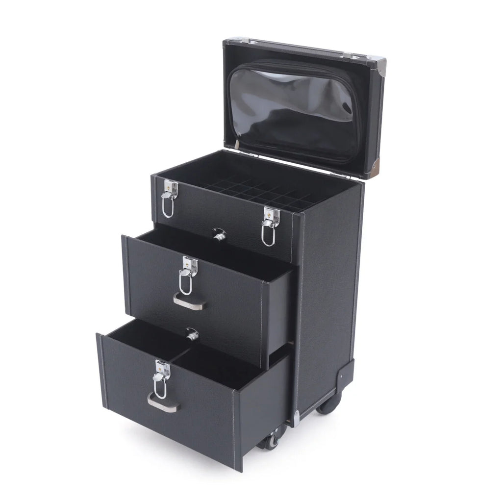 Rolling Cosmetics Box Box Train Cosmetic Bag Case Cases Rolling Rolling Wheels Trolley Lock Women's Black Storage Train Case Black Organizer Makeup Organizer Makeup PU Cosmetics Trolley Black Trolley