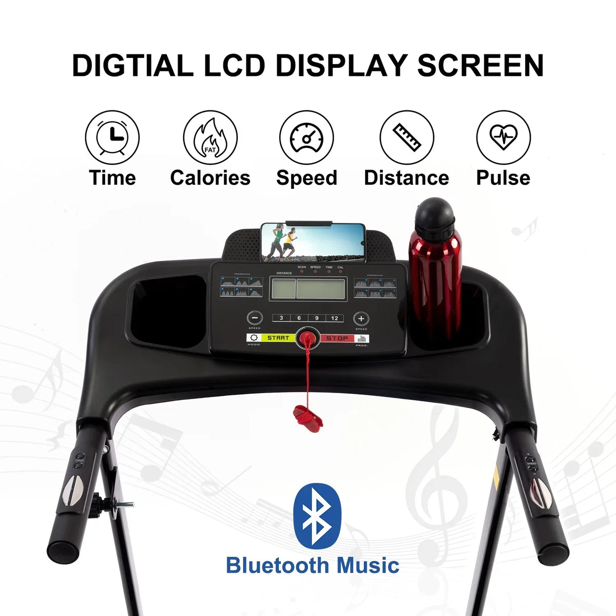 Fitness Compact with Electric Home Exercise Home FYC Walking Machine Treadmills Foldable for Incline, and Gym for Folding Jogging Bluetooth Portable Running Treadmills