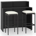Table Terrace, and Cushioned Bistro, Set 3 Dining 2 Piece Black Backyard, Set Stool Garden Dcenta Pub, Shelf Chairs Storage Poly with Rattan Patio Bar for