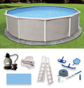 Package 52-in Wall Deep Round 27-ft Metal 6-in Top Swimming Belize Rail Pool
