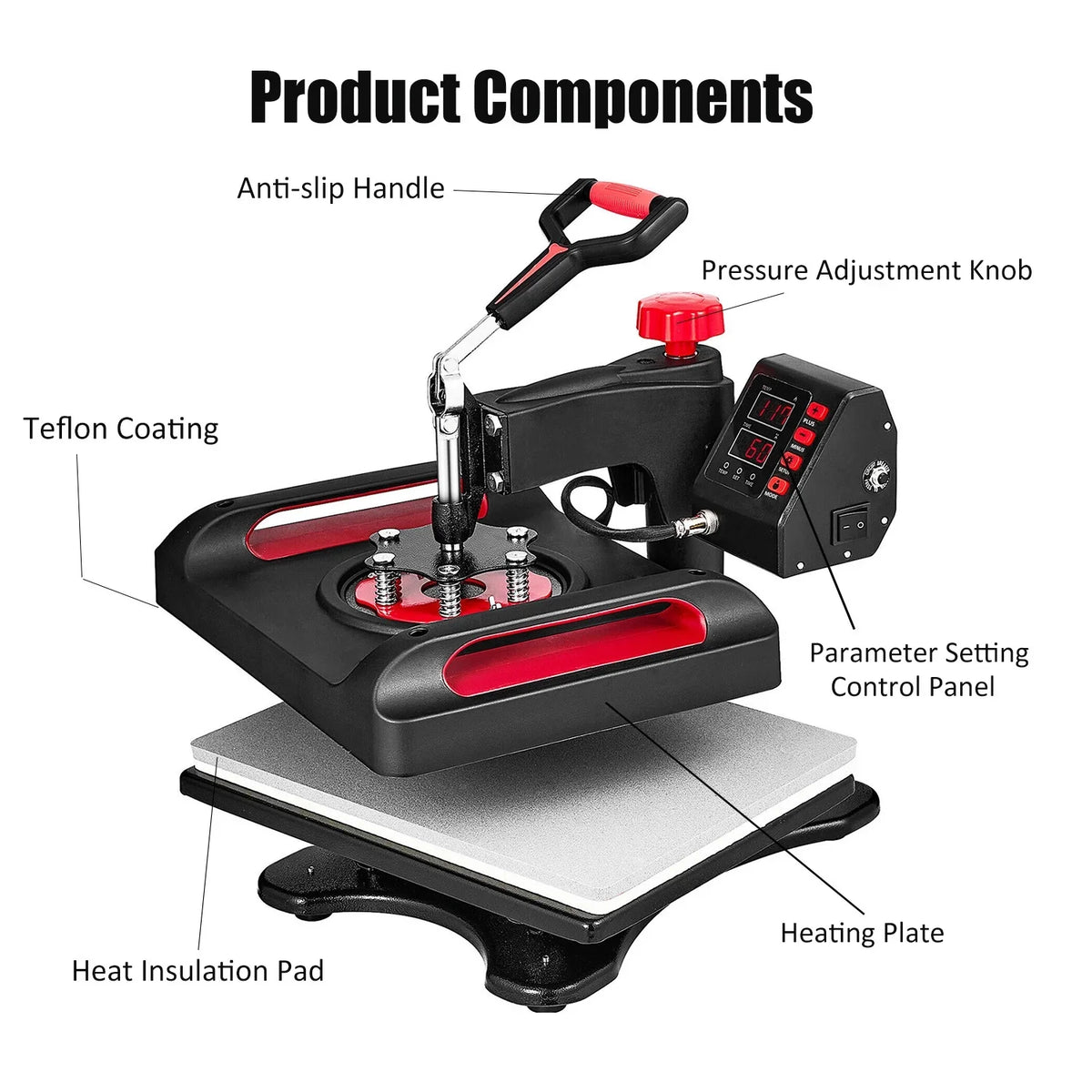 Inches Red Swing Control Transfer Printer 360 Sublimation 8 Precise Digital Pillow, 15 Away 15 Canvas Machine Press Bag, Printer, for x Heat 1, Printing, Banner Vinyl in LCD T-Shirts, Transfer