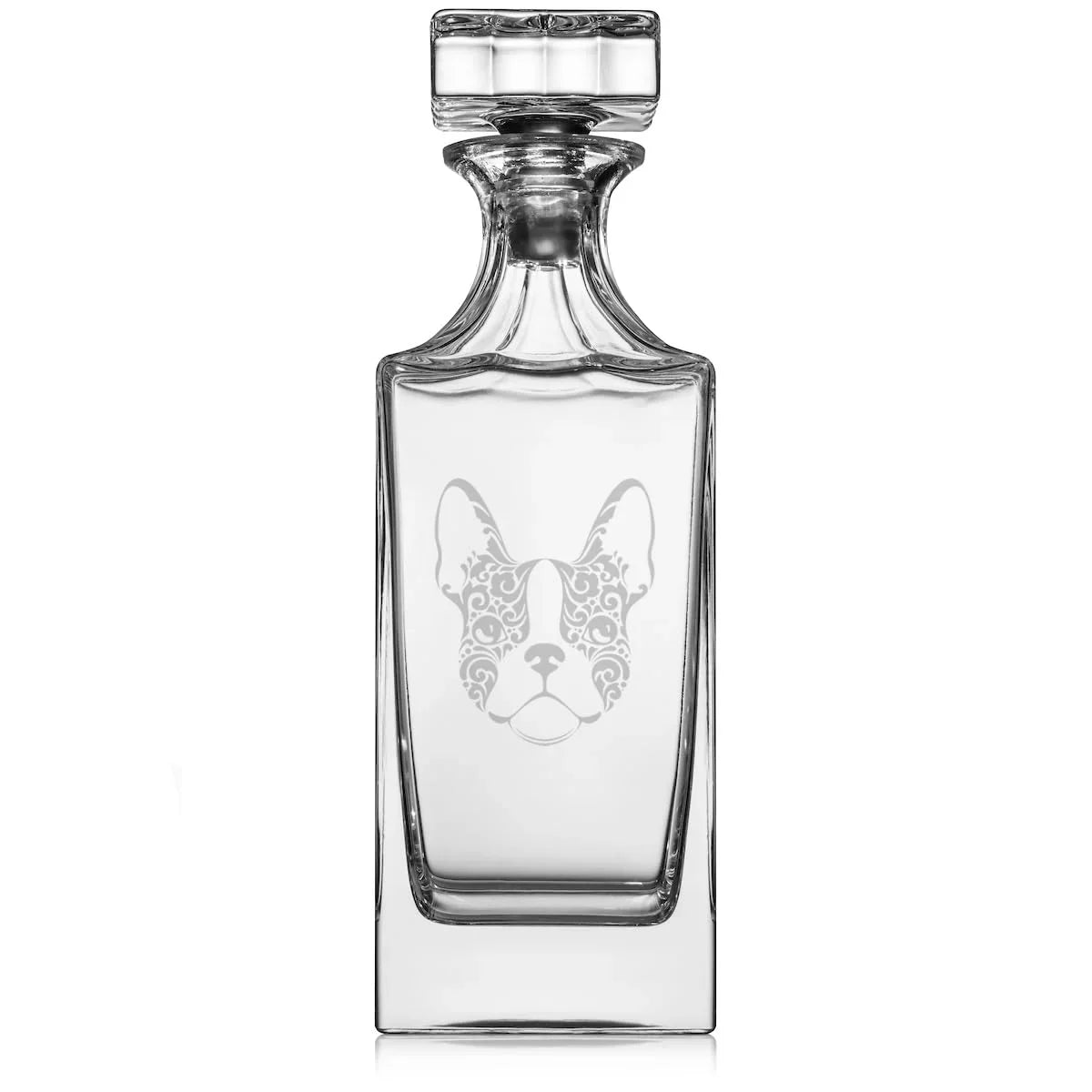 Whiskey 30 with Floral Stopper French Glass Gift Decanter oz Bulldog Glass