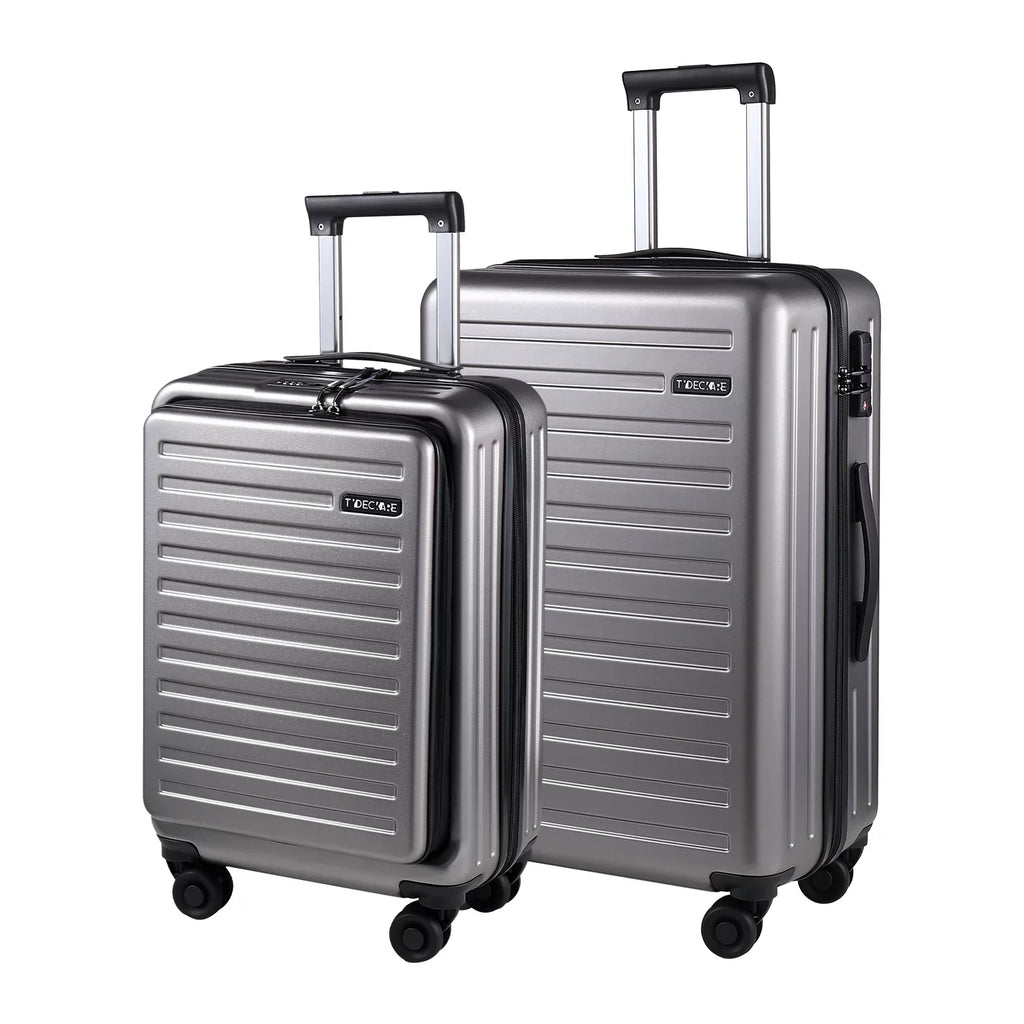 37~41L 20 Pocket Piece 65L,Dark Inch with Spinner ABS+PC with Set, Luggage Only Hardshell Lightweight Laptop TSA Lock Expandle, + 24 Wheels, 2 20/24 & Front Inch Suitcase Grey 20 &