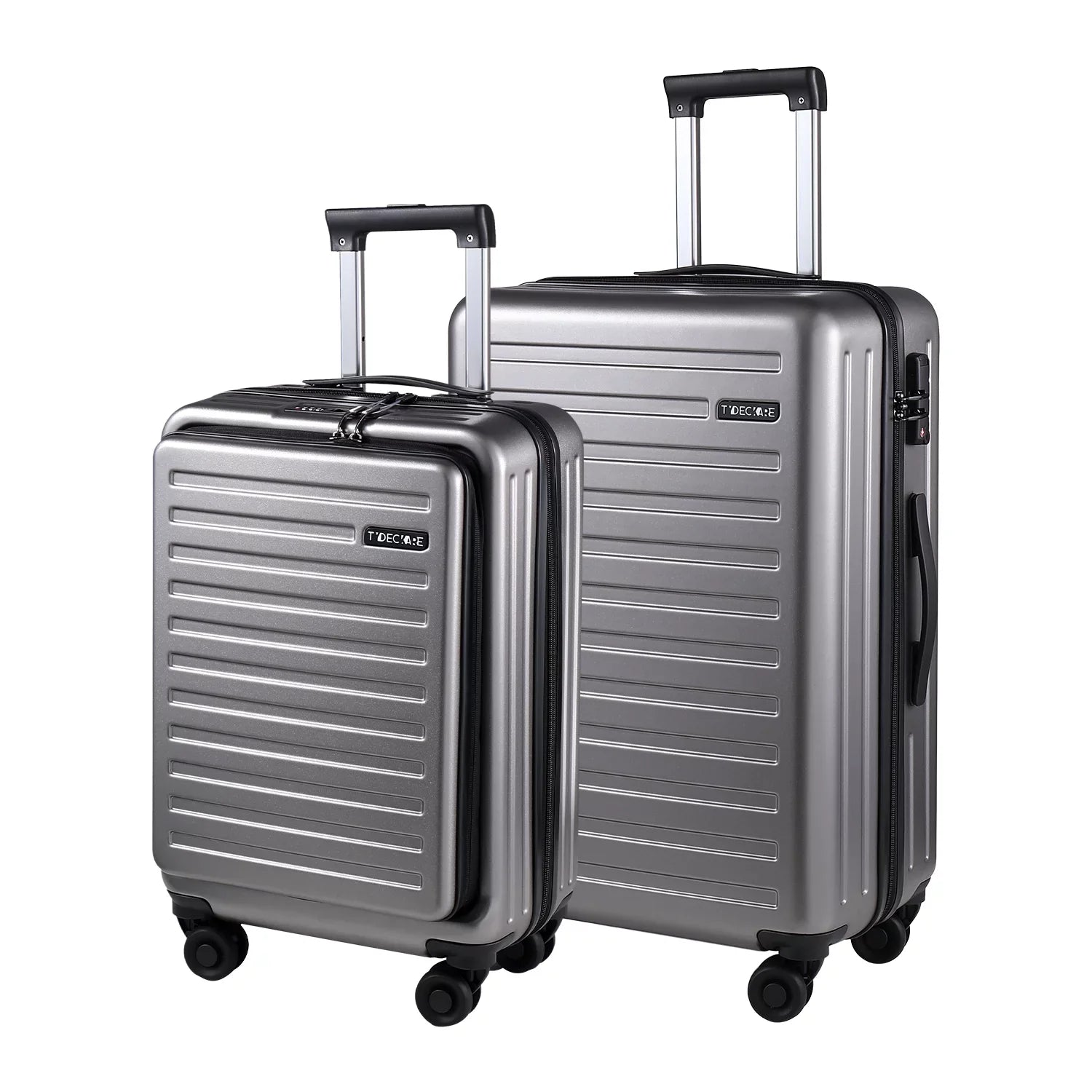 37~41L 20 Pocket Piece 65L,Dark Inch with Spinner ABS+PC with Set, Luggage Only Hardshell Lightweight Laptop TSA Lock Expandle, + 24 Wheels, 2 20/24 & Front Inch Suitcase Grey 20 &