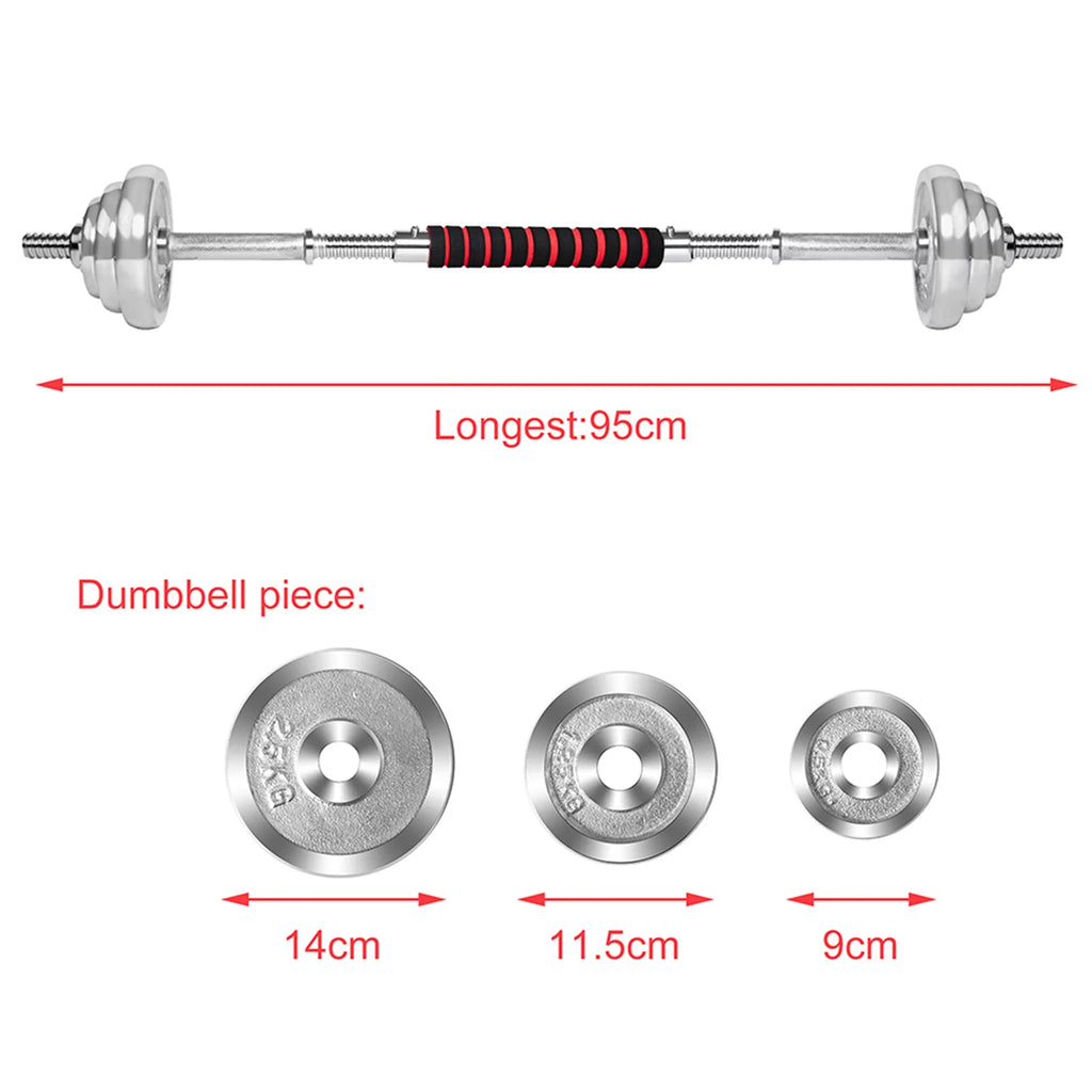 Detachable Fitness Set for Adjustable Barbells 66LB Silver Dumbbell Weight Exercise, Household SAYFUT Dumbbells Gym