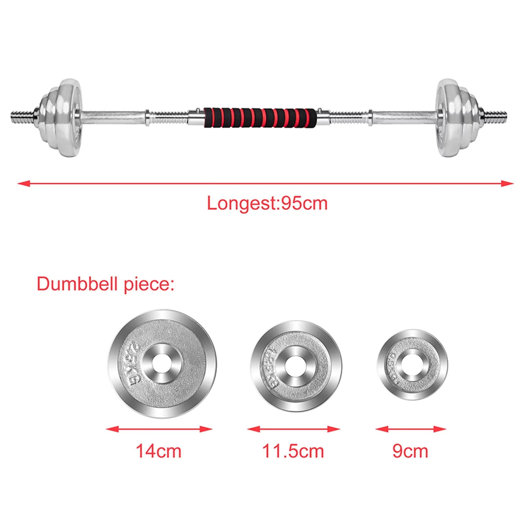 Detachable Fitness Set for Adjustable Barbells 66LB Silver Dumbbell Weight Exercise, Household SAYFUT Dumbbells Gym