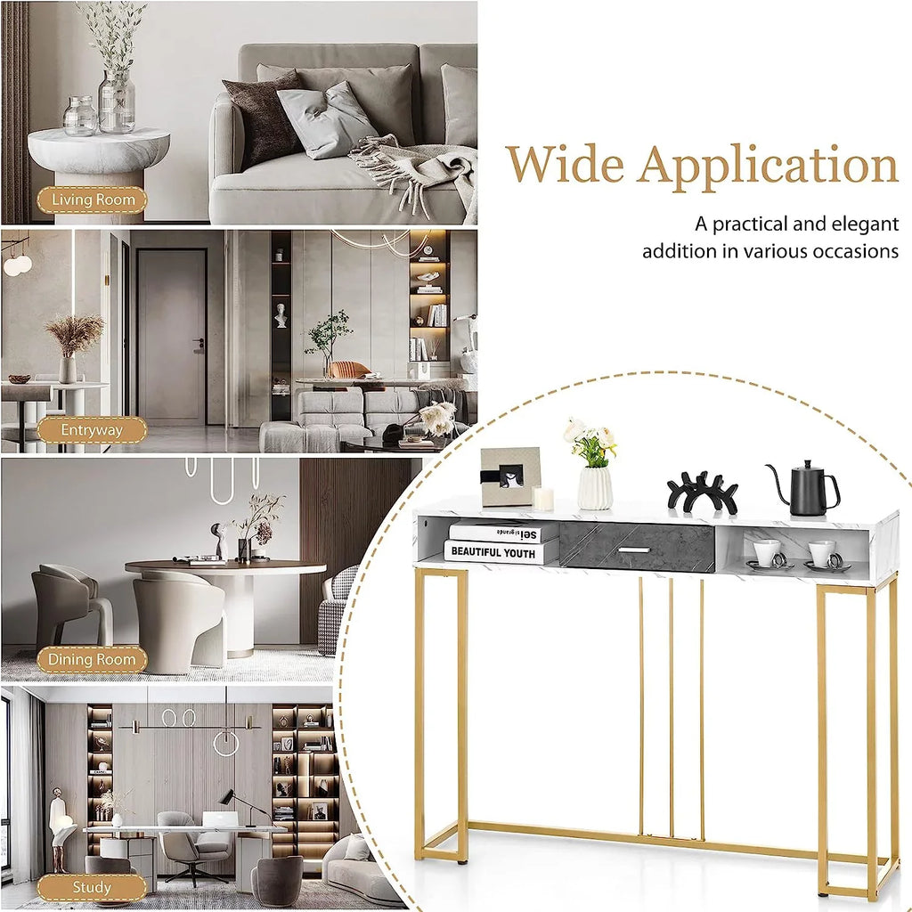 Sofa Drawer NLTBONNIE Kitchen with Table Faux &amp; - Adjustable Foyer Table for Hallway Room Pads &amp; Marble Entryway Room Anti-Toppling Console with Living Foot Device Dining Ent