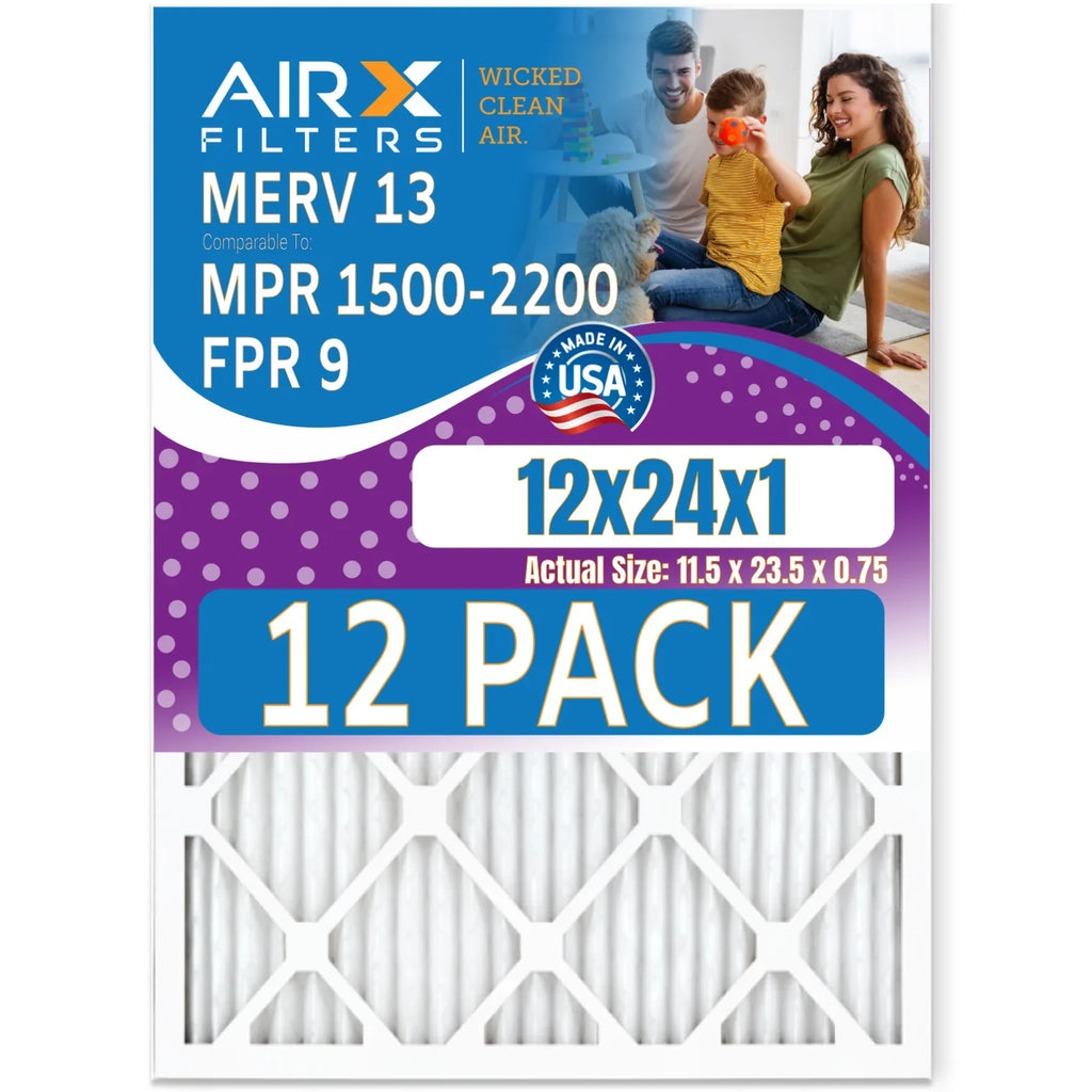 in Pack USA - to Comparable Filter MPR WICKED - of AIR. 12x24x1 Rating, CLEAN MERV 13 Made FILTERS Furnace Filters FPR AIRX 9 2200 Air & 1500 12 by