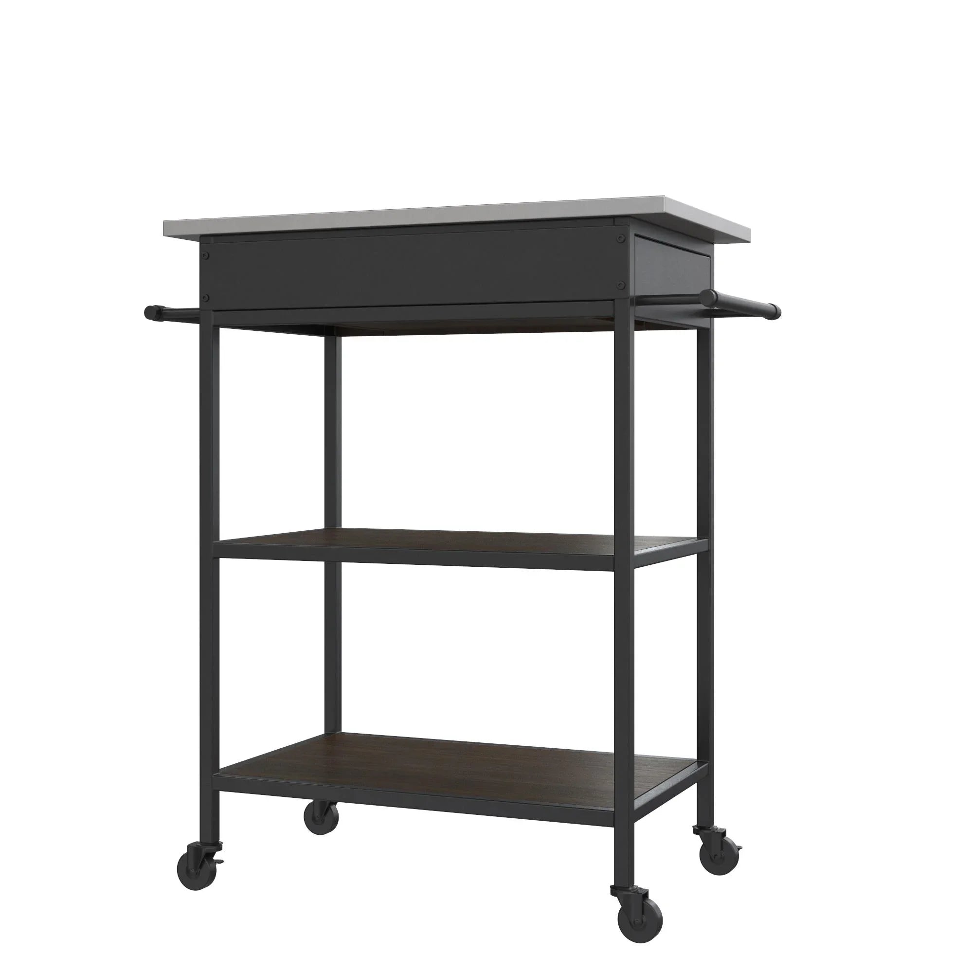 Top, Storage, Kitchen Steel Brown DHP Stainless Kane Frame, Pantry Black Counter Cart, Metal