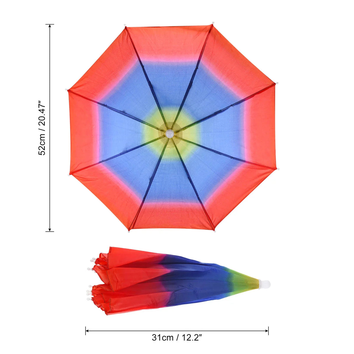 Umbrella Folding Fishing Pack Head Rain Hat Color Sun 20" Rainbow Umbrella 4 Uxcell Cap