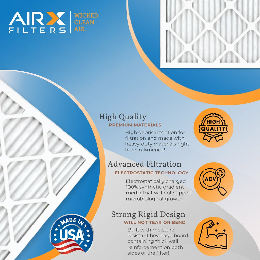 AIR. USA 4 Made 11 16x16x1 Premium Filter 7 & MERV WICKED 1200 MPR FPR AIRX Filter MPR Electrostatic Comparable FILTERS to CLEAN Conditioner Pleated Filters by Furnace 16x16x1 1000, HVAC Air Pack Air